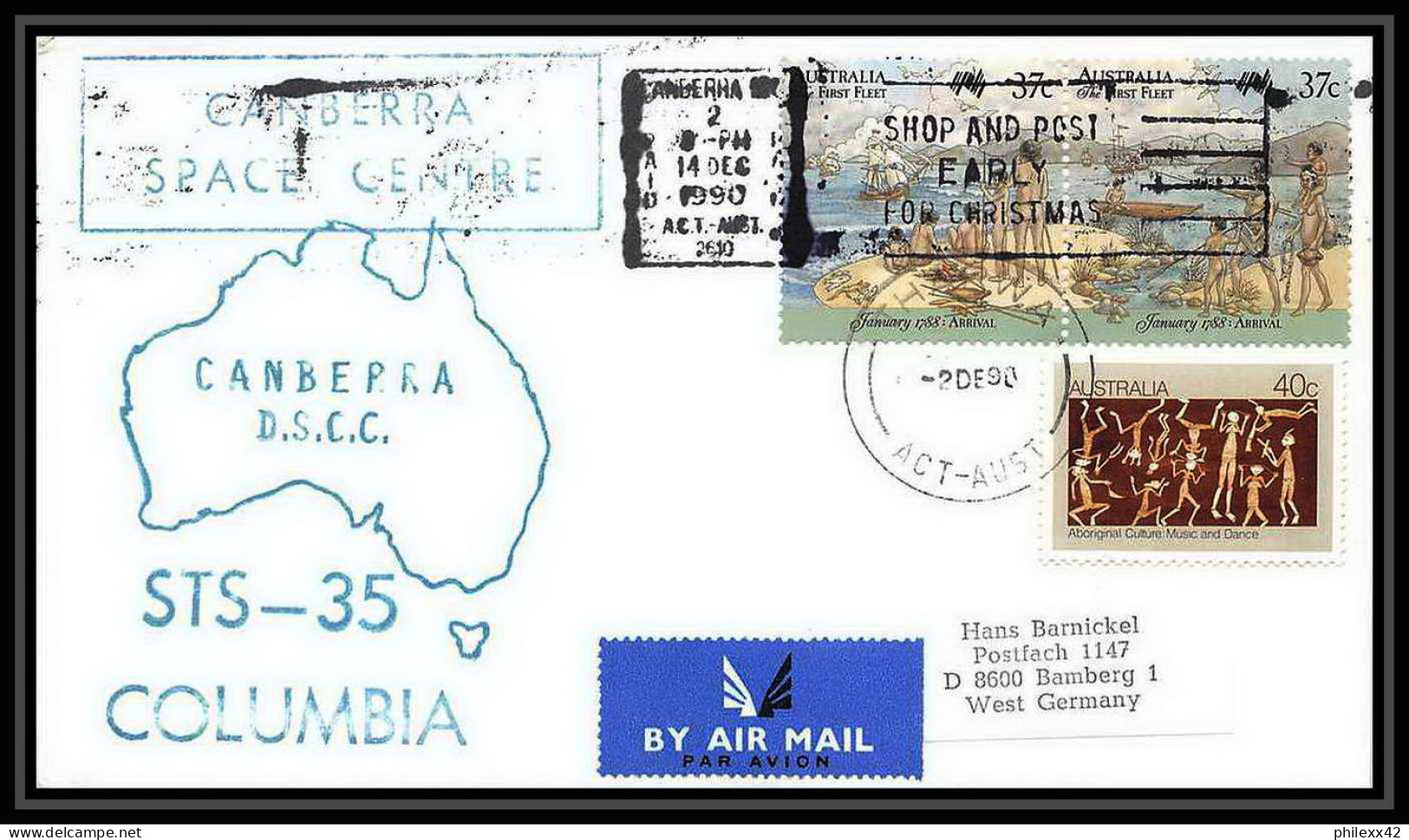 10216/ Espace (space Raumfahrt) Lettre (cover) 2/12/1990 Shuttle (navette) Sts-35 Columbia Australie (australia) - Ozeanien