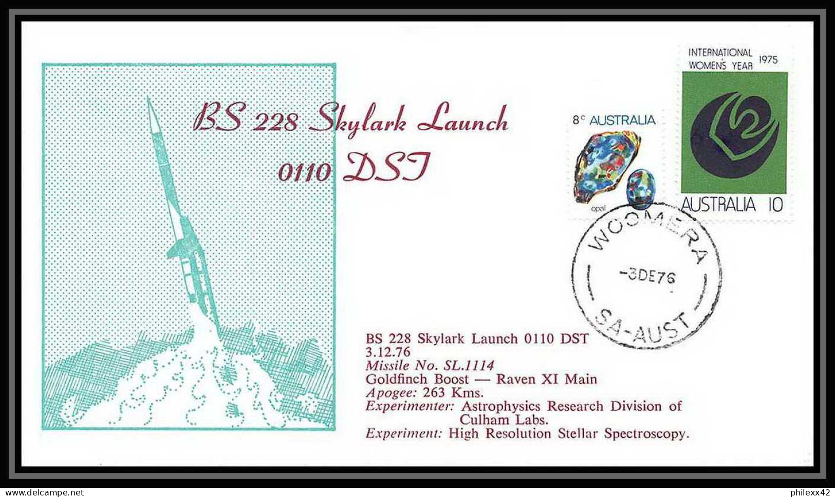 11069/ Espace (space Raumfahrt) Lettre (cover Briefe) 3/12/1976 Skylark Launch Woomera Australie (australia) - Oceanië