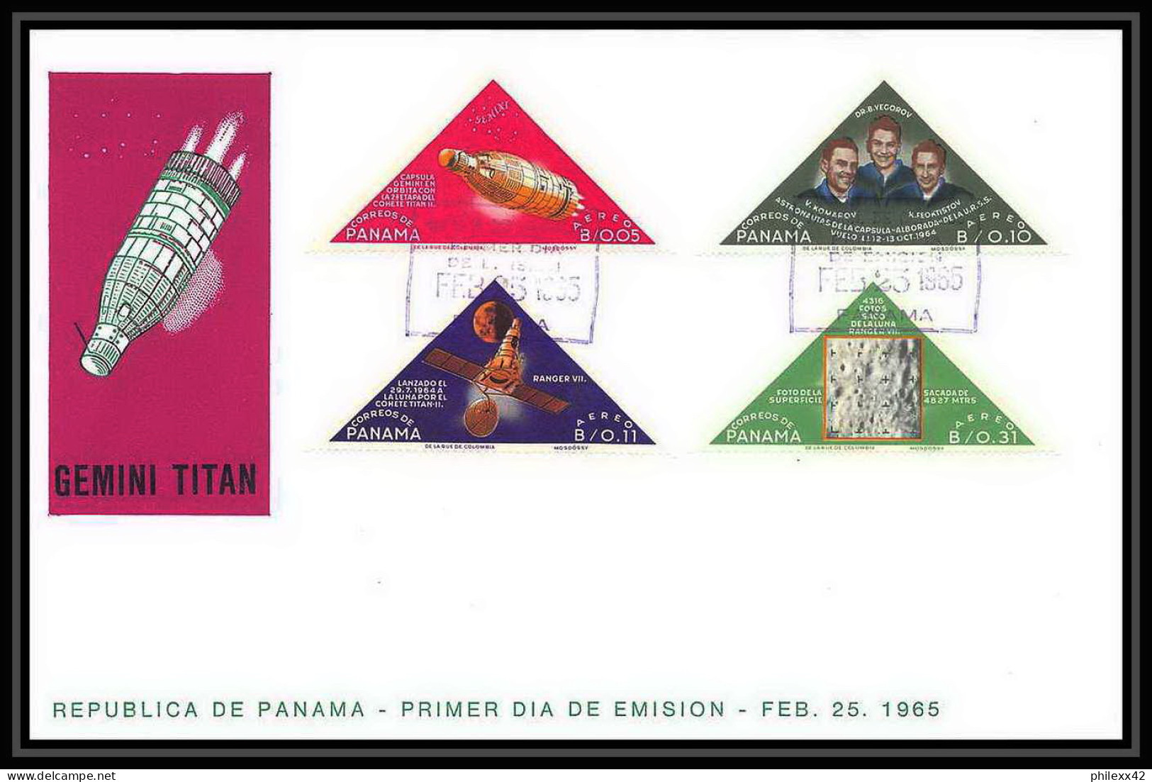 11401/ Espace (space Raumfahrt) Lettre (cover Briefe) Fdc Titan Panama 25/2/1965 - América Del Sur