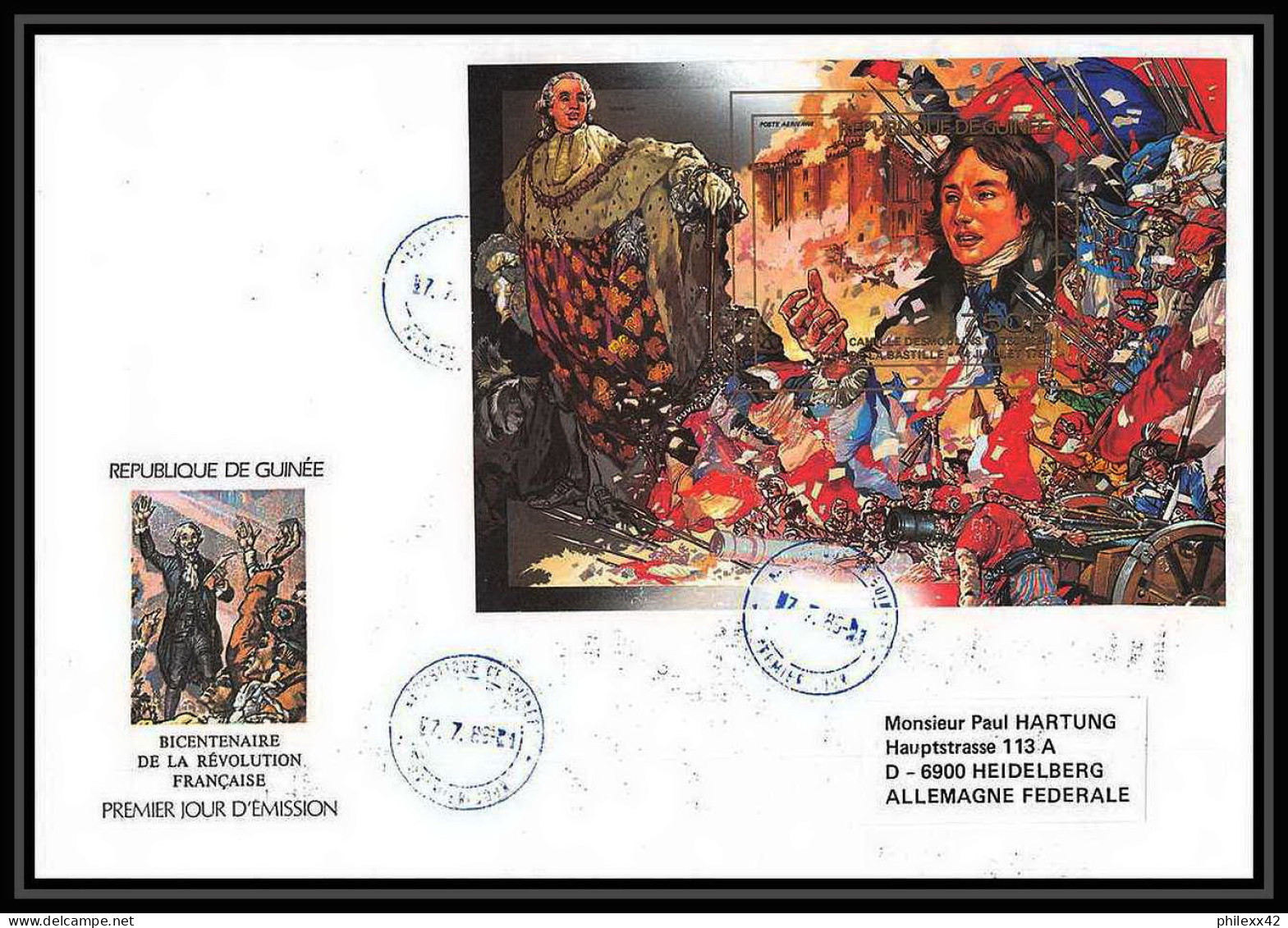 11449/ Espace (space Raumfahrt) Lettre (cover Briefe) Bicentenaire Révolution Francaise Desmoulins Guinée (guinea) 1985 - Afrika