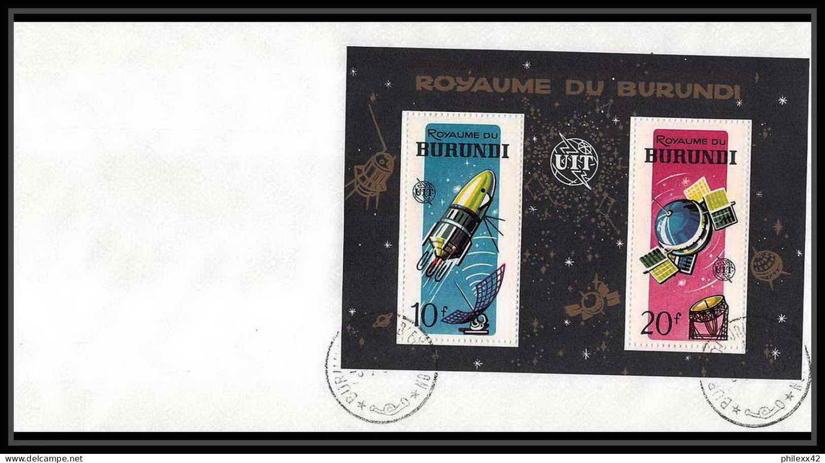 11459a/ Espace (space) Lettre (cover) Fdc Bloc Uit Itu Communication Burundi 3/7/1965 - Africa