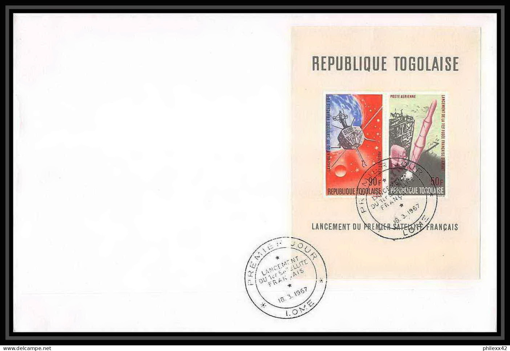 11461/ Espace (space Raumfahrt) Lettre (cover) Fdc Lancement Du Premier Satelitte Francais Togo 18/3/1967 - Afrika
