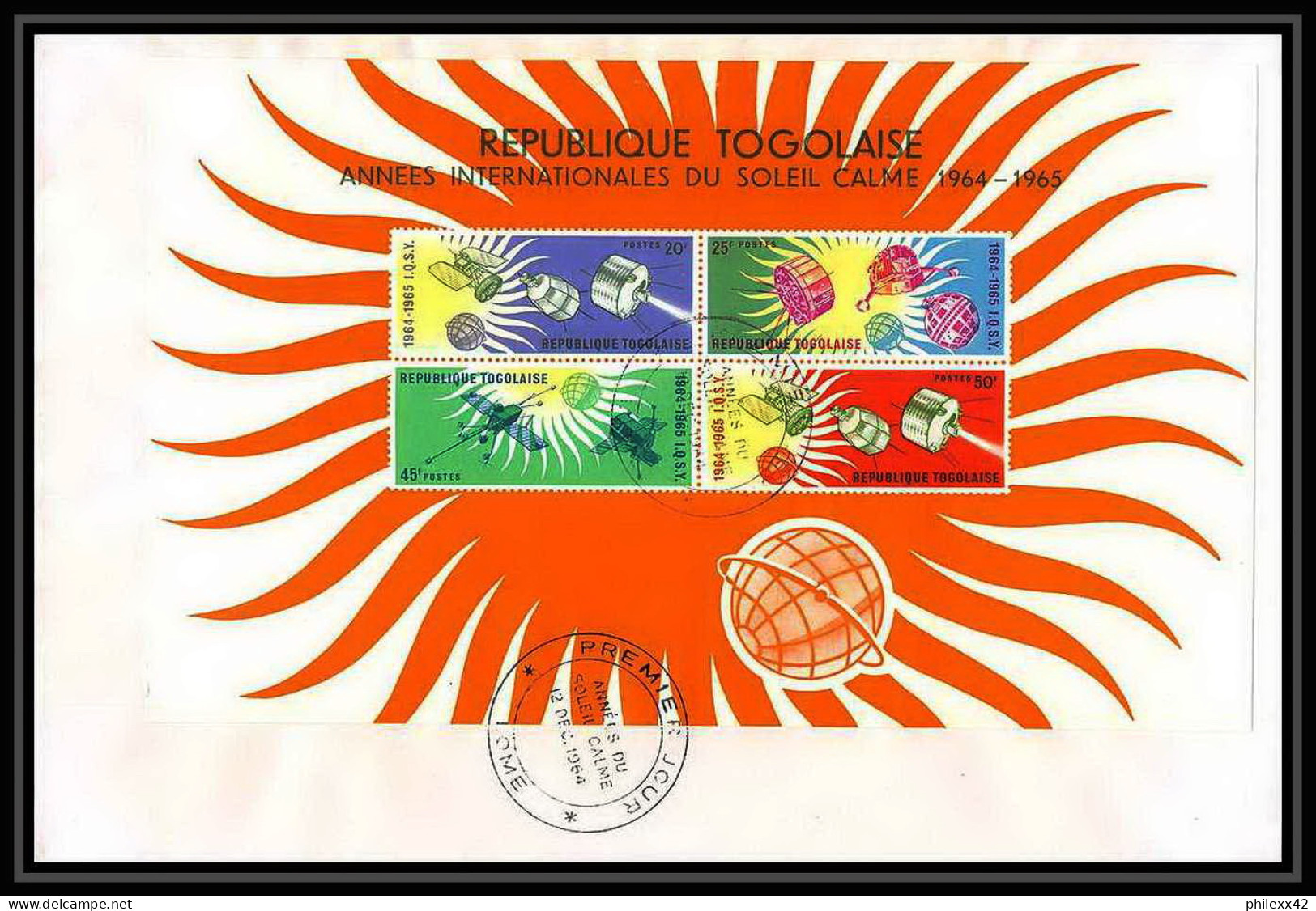 11465/ Espace (space) Lettre (cover) Fdc Année Internationale Du Soleil Calme Sun Togo 12/12/1964 - Afrika