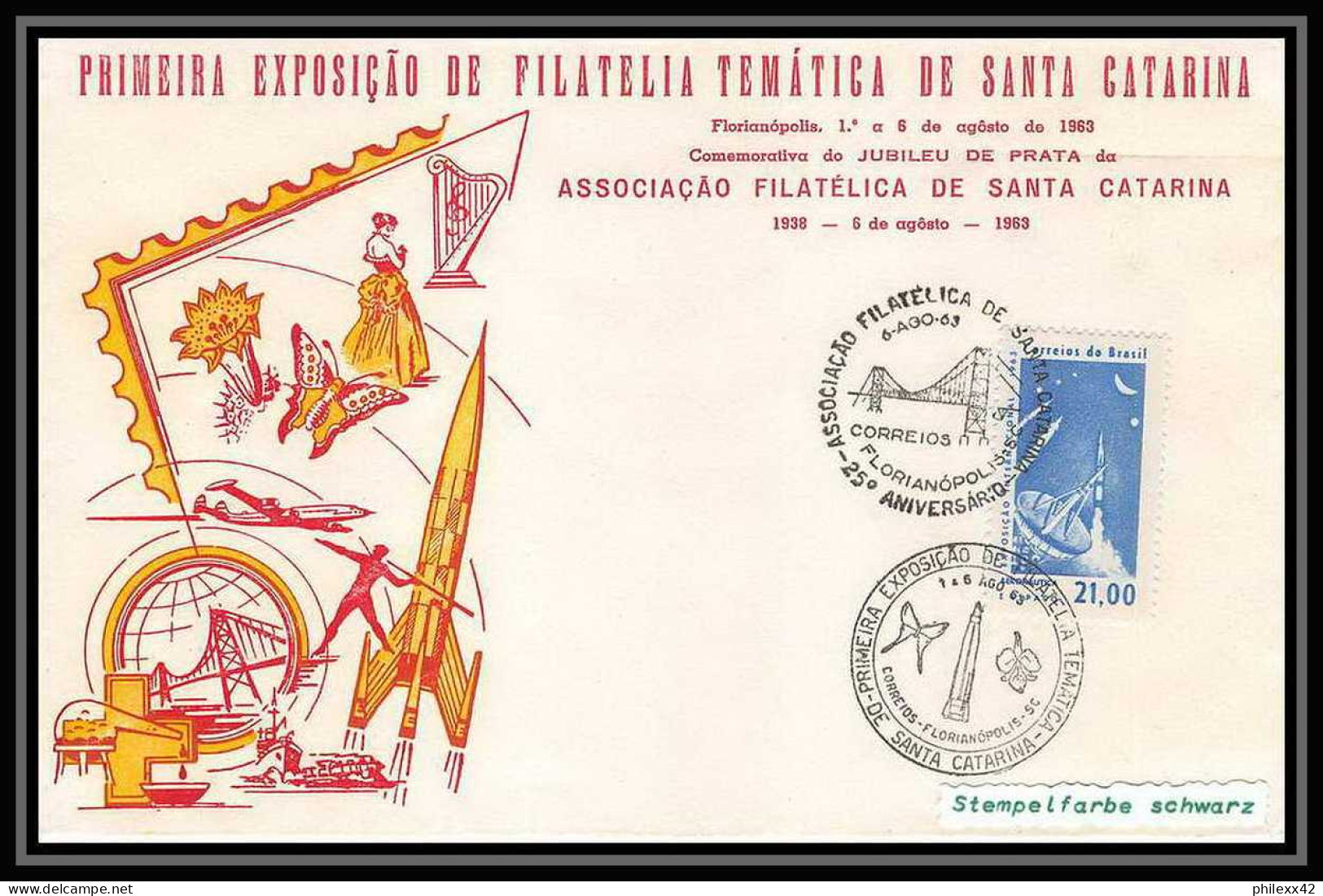 11738/ Espace (space Raumfahrt) Lettre (cover Briefe) 1-6/8/1963 Santa Catarina Brésil (brazil) - América Del Sur