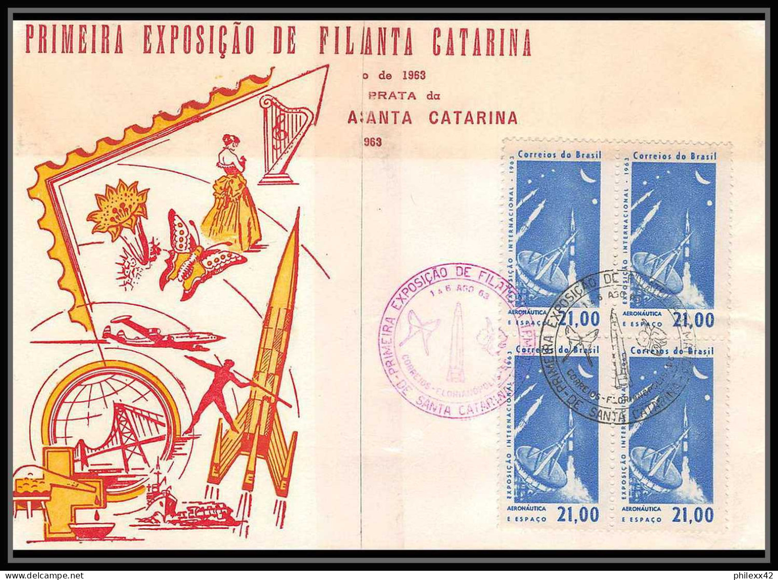 11883/ Espace (space Raumfahrt) Lettre (cover Briefe) 1-6/8/1963 Santa Catarina Brésil (brazil) - Amérique Du Sud