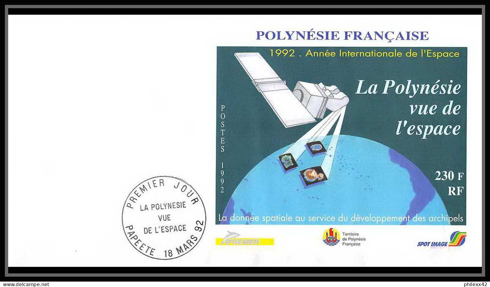 12000 Polynesie Vue De L'espace 1992 (Polynesia) Espace (space Raumfahrt) Lettre (cover Briefe) - Oceania