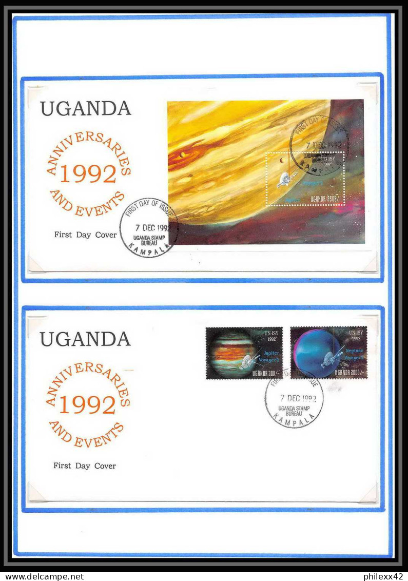 12054 2 Fdc (premier Jour) Voyager 2 Mars 1992 Uganda (Ouganda) Espace (space Raumfahrt) Lettre (cover Briefe) - Afrika