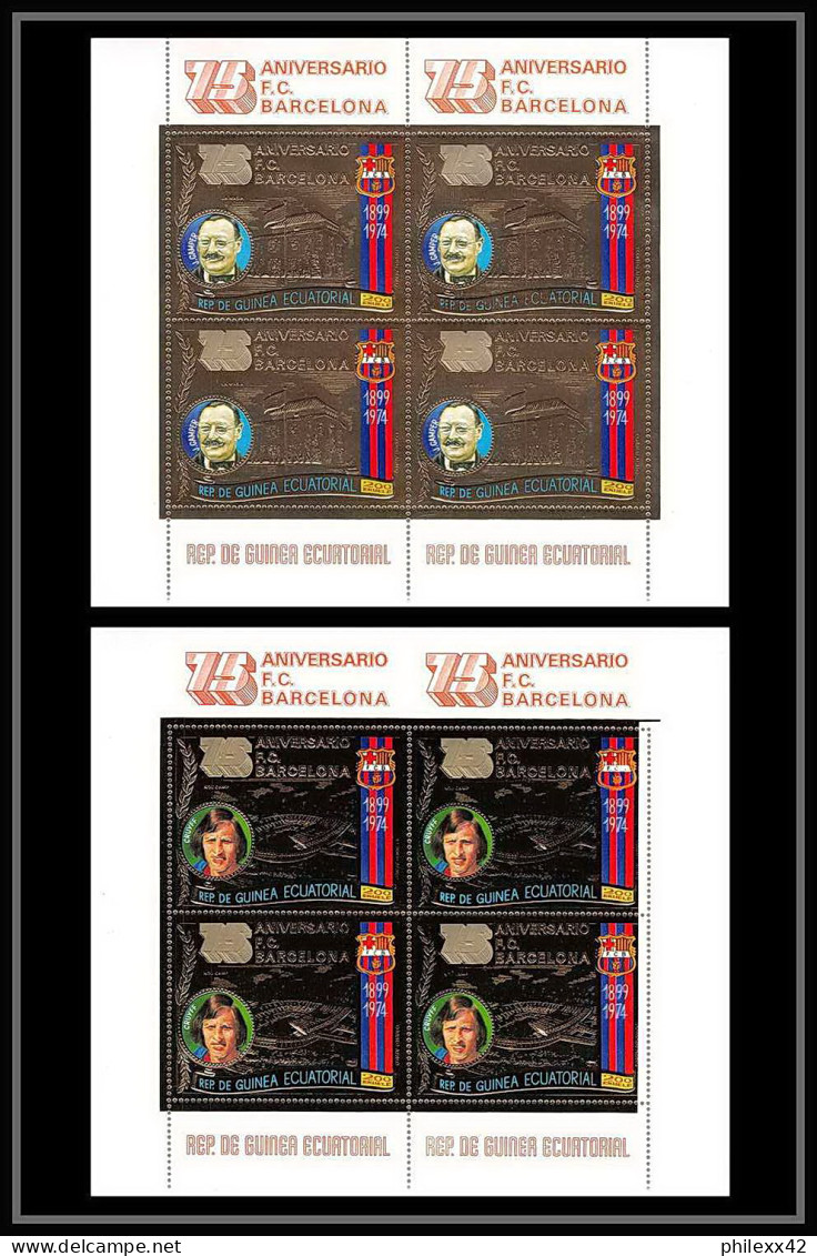 139 Guinée équatoriale Guinea N°453/54 OR Gold Stamps Football Soccer FC Barcelona Gamper Cruyff COTE 100E  - Berühmte Teams