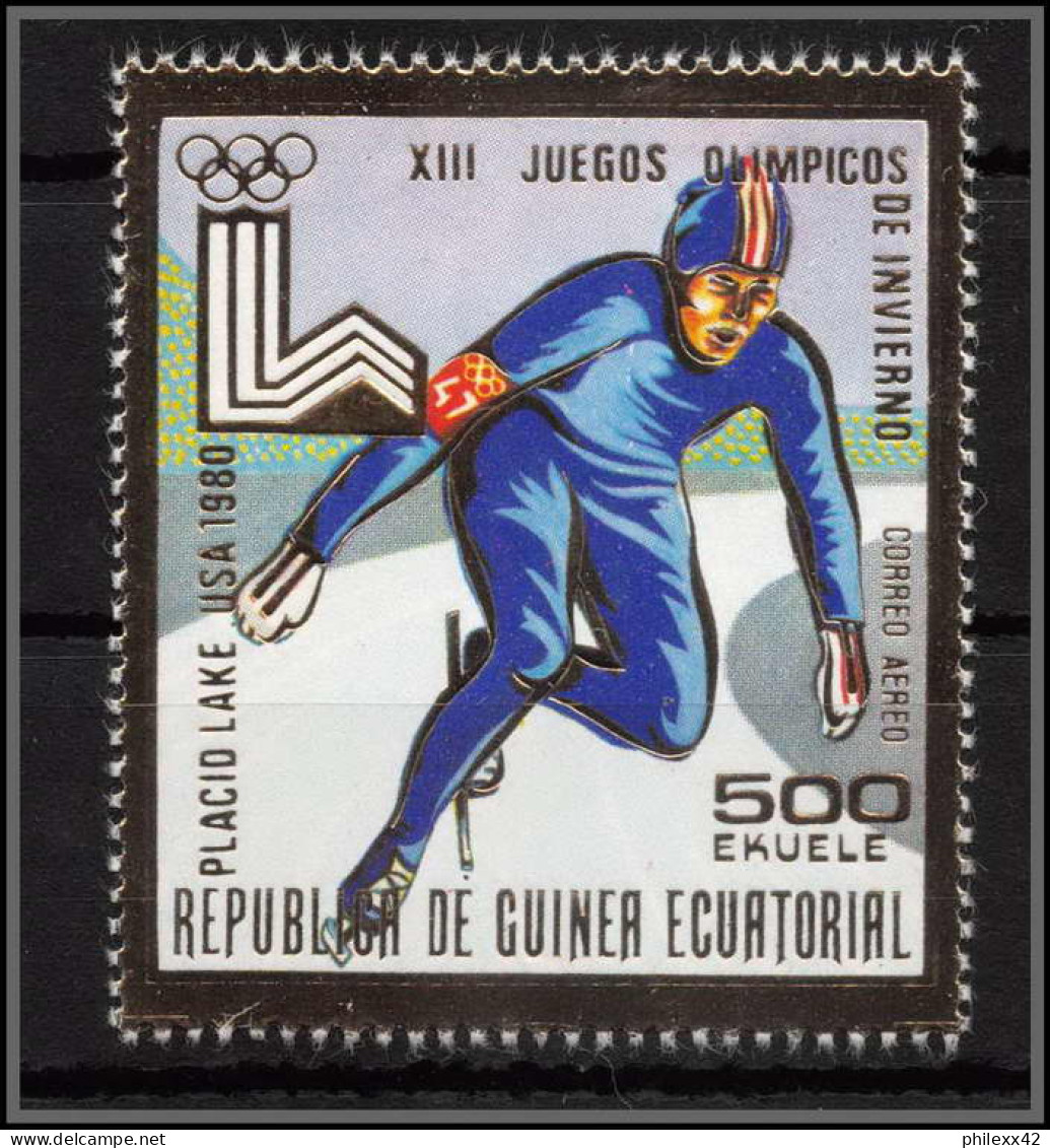 142 Guinée équatoriale Guinea N°1315 OR Gold Stamps Jeux Olympiques Olympic Games Lake Placid Patinage Skating  - Inverno1980: Lake Placid