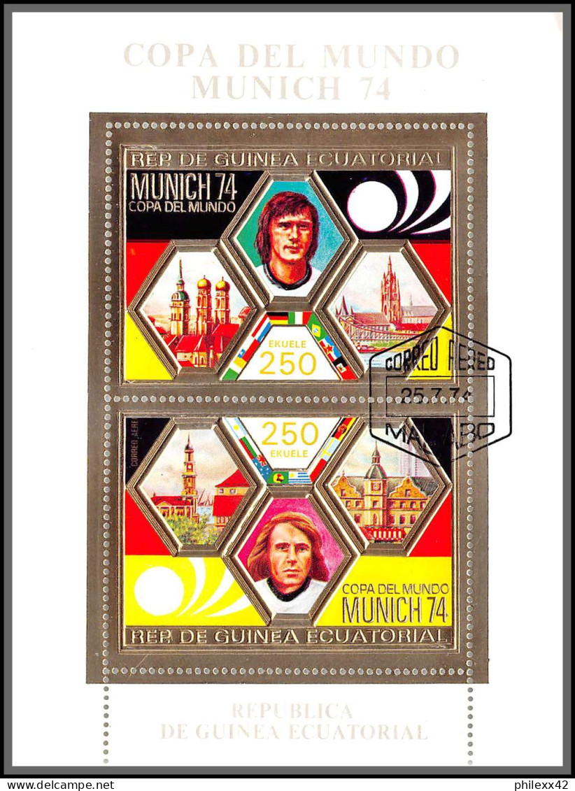 171 Guinée équatoriale Guinea Bloc N°119 OR Gold Stamps Football Soccer ALLEMAGNE 74 Copa Del Mundo Munich - 1974 – Alemania Occidental