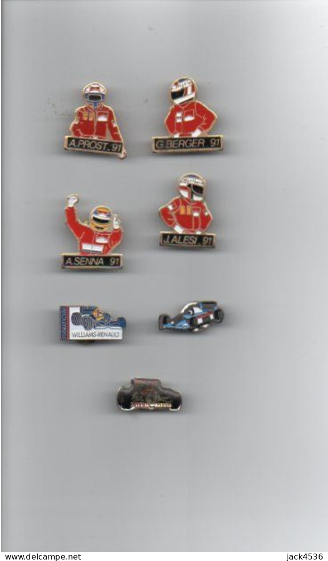 Lot De 4 Pin's Thème F1 - ALESI / BERGER / SENNA / PROST + 3 Pin's Voitures - Car Racing - F1