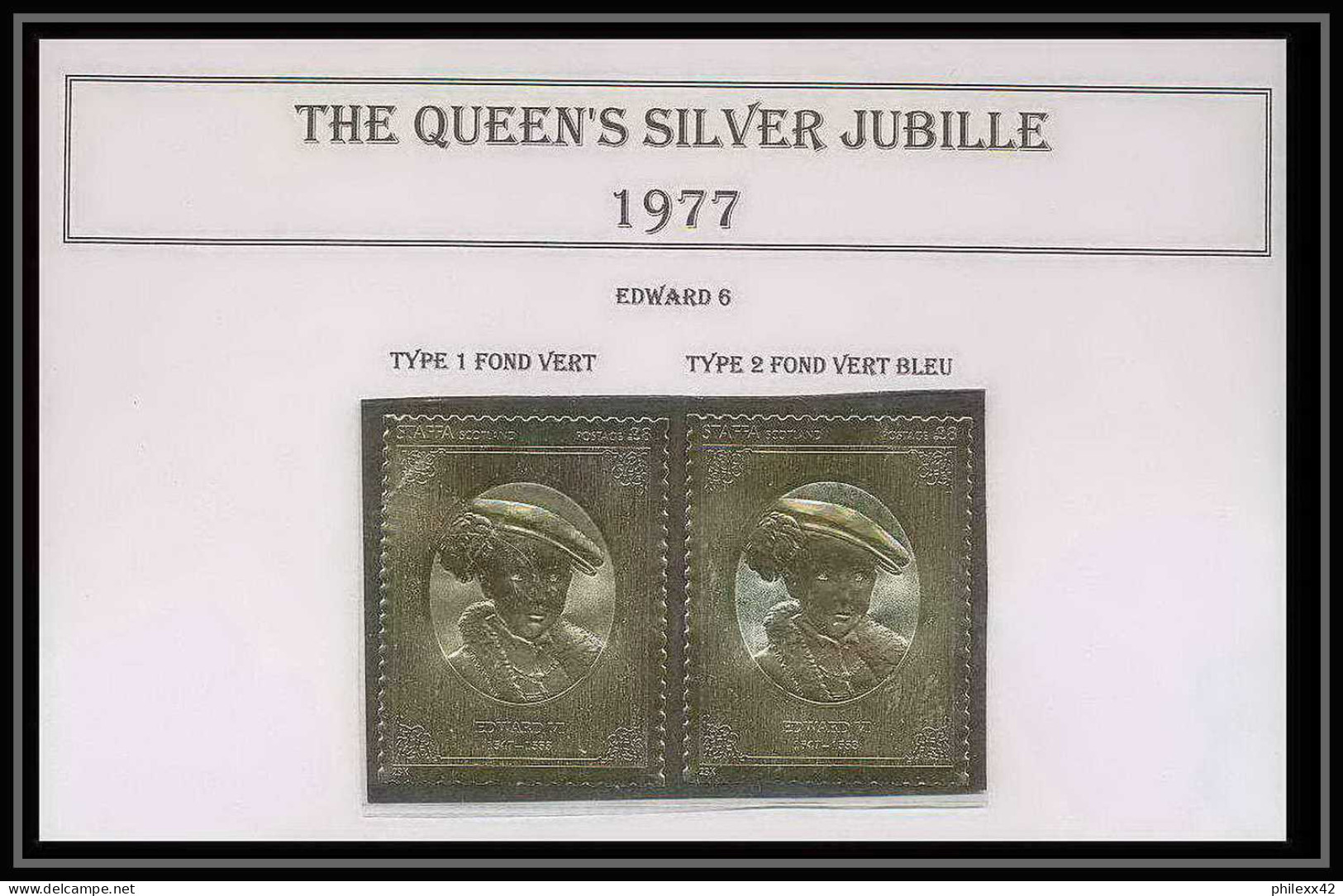 460 Staffa Scotland The Queen's Silver Jubilee 1977 OR Gold Stamps Monarchy United Kingdom Edward 6 Type 1&2 Neuf** Mnh - Emissione Locali