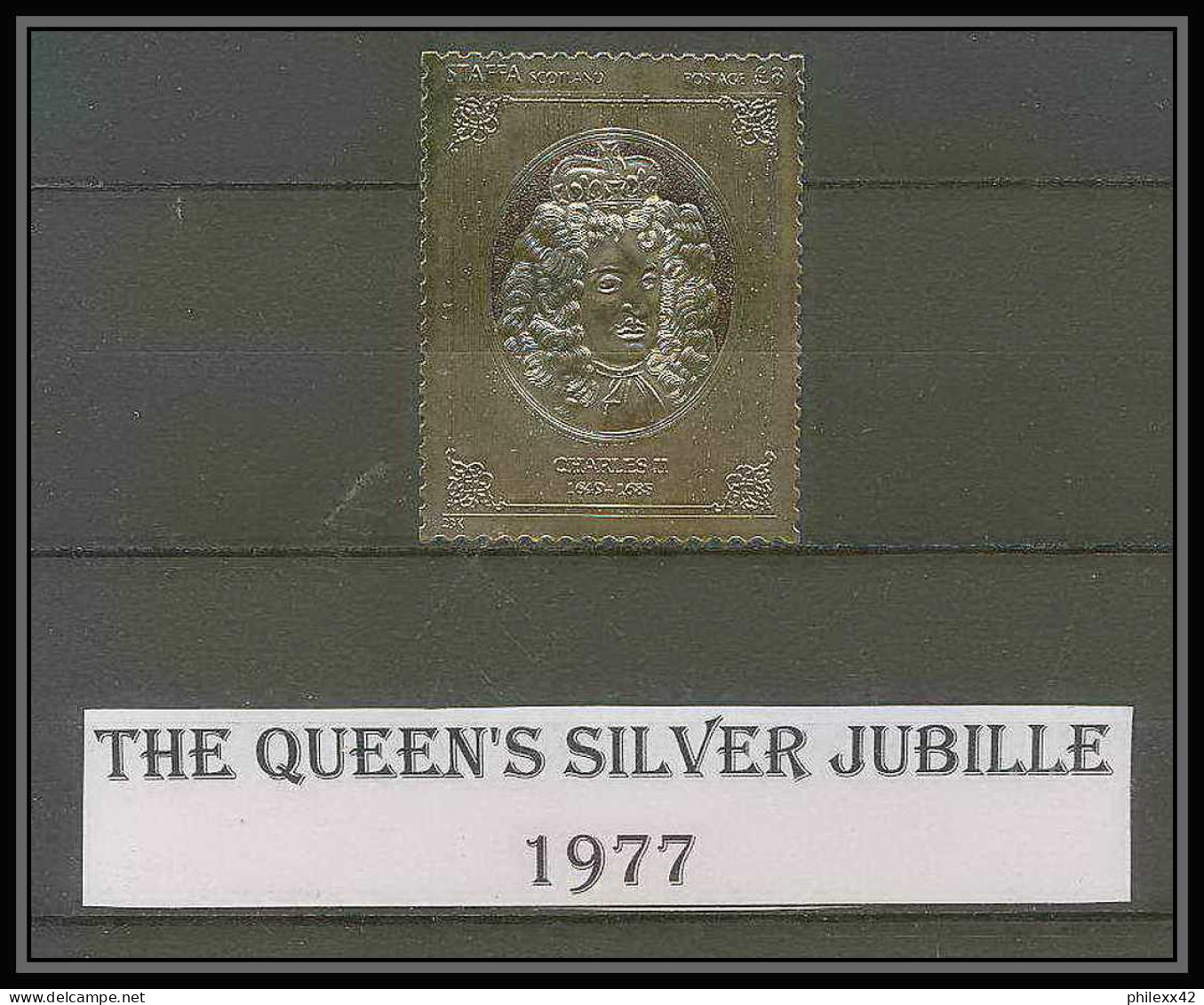 461 Staffa Scotland The Queen's Silver Jubilee 1977 OR Gold Stamps Monarchy United Kingdom Charles 2 Type 1 Neuf** Mnh - Scozia