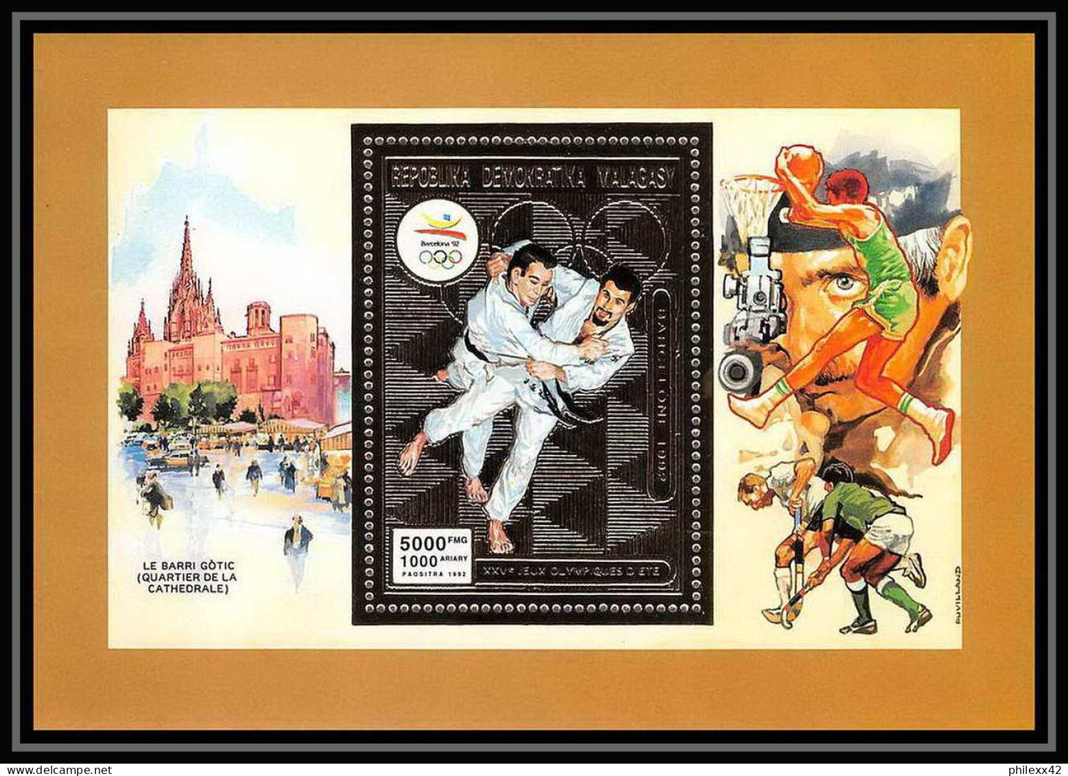538/ Madagascar (malagasy) OR (gold Stamps) Jeux Olympiques (olympic Games) Barcelona 92 Judo Neuf ** Mnh - Judo