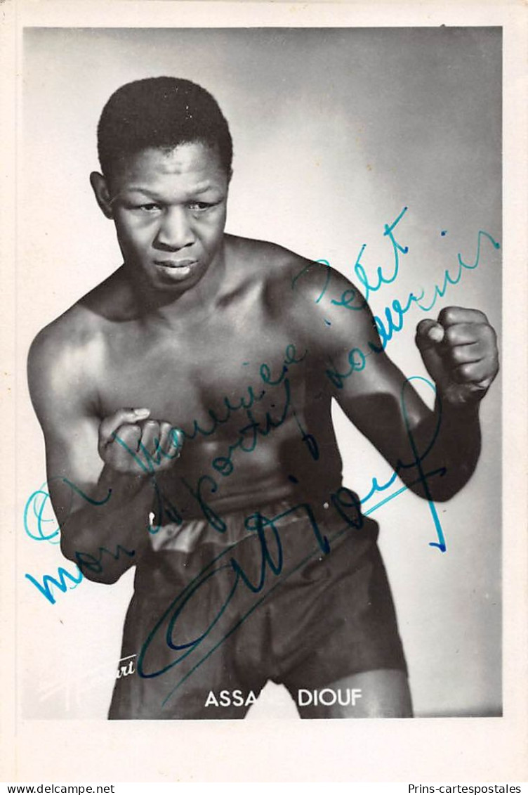 Photo Format Cpa Boxe Assane Diouf Avec Autographe - Boxe