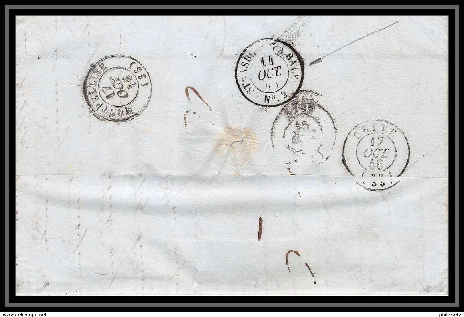 41117 Lettre LAC Allemagne Deutschland Coeln Prusse Forbach 1846 Convoyeur Cette Herault France Marque Entree Vorlaufer - Marques D'entrées