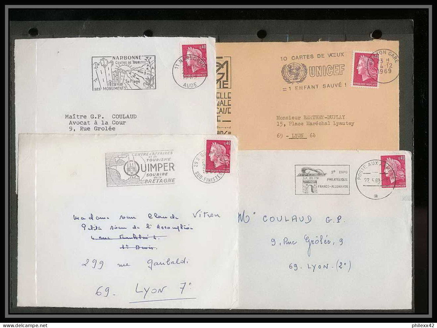 13034 Lot de 59 lettres N°1536 Marianne de Cheffer (lettre enveloppe courrier) Voir photos