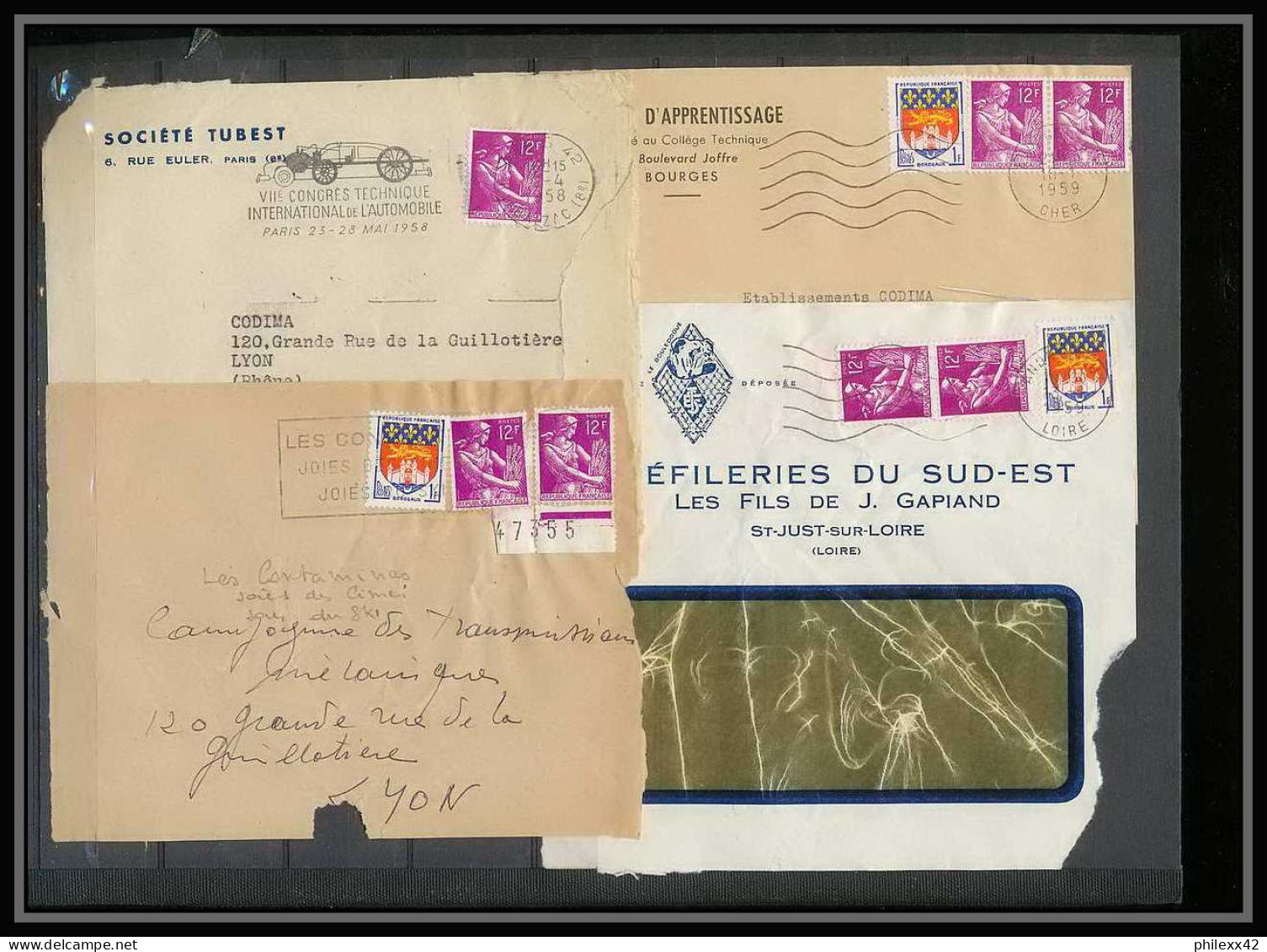 13070 Lot De 4 Lettres N°N°1116 TYPE Moissonneuse (lettre Enveloppe Courrier) Voir Photos - 1957-1959 Reaper