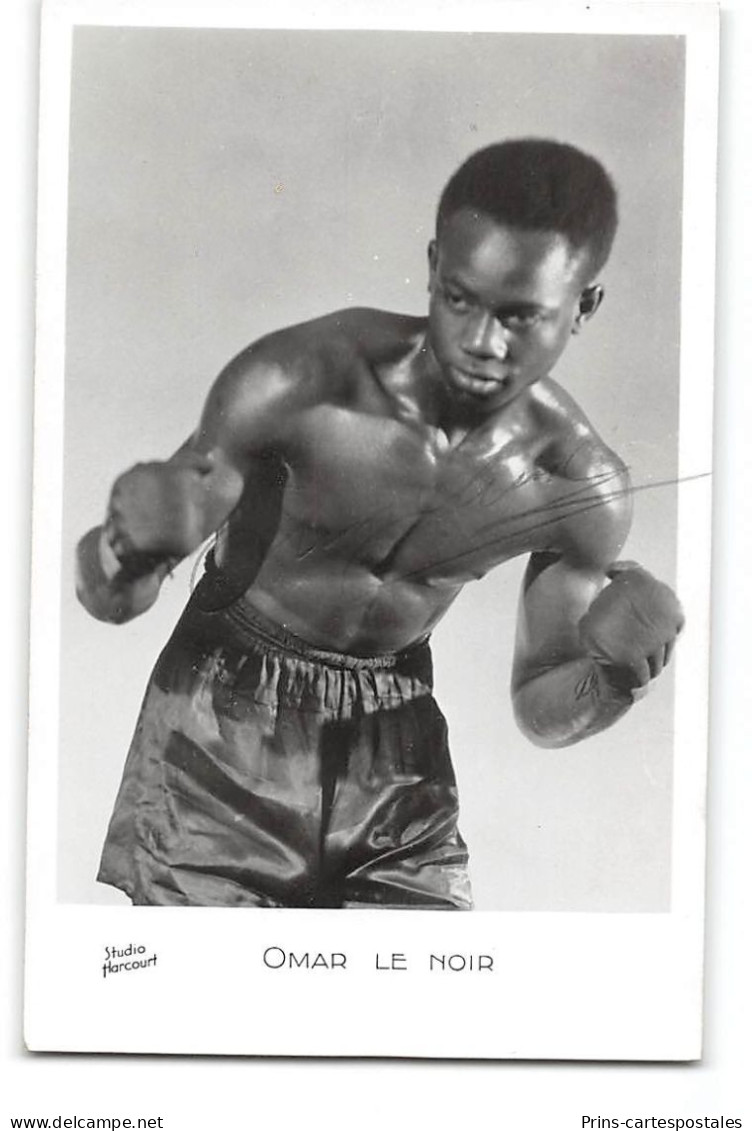 Photo Format Cpa Boxe Omar Le Noir Avec Autographe - Boxe