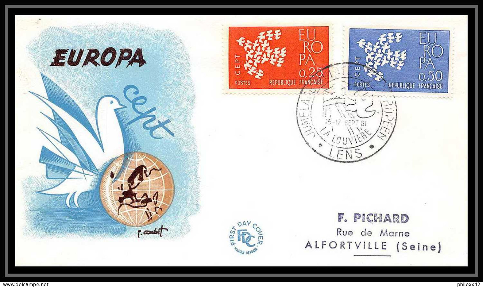 16886 - France Lettre Premier Jour (fdc Cover) N° 1309 /1310 17 Lettres Différentes Collection Rare Europa 1961 - 1961