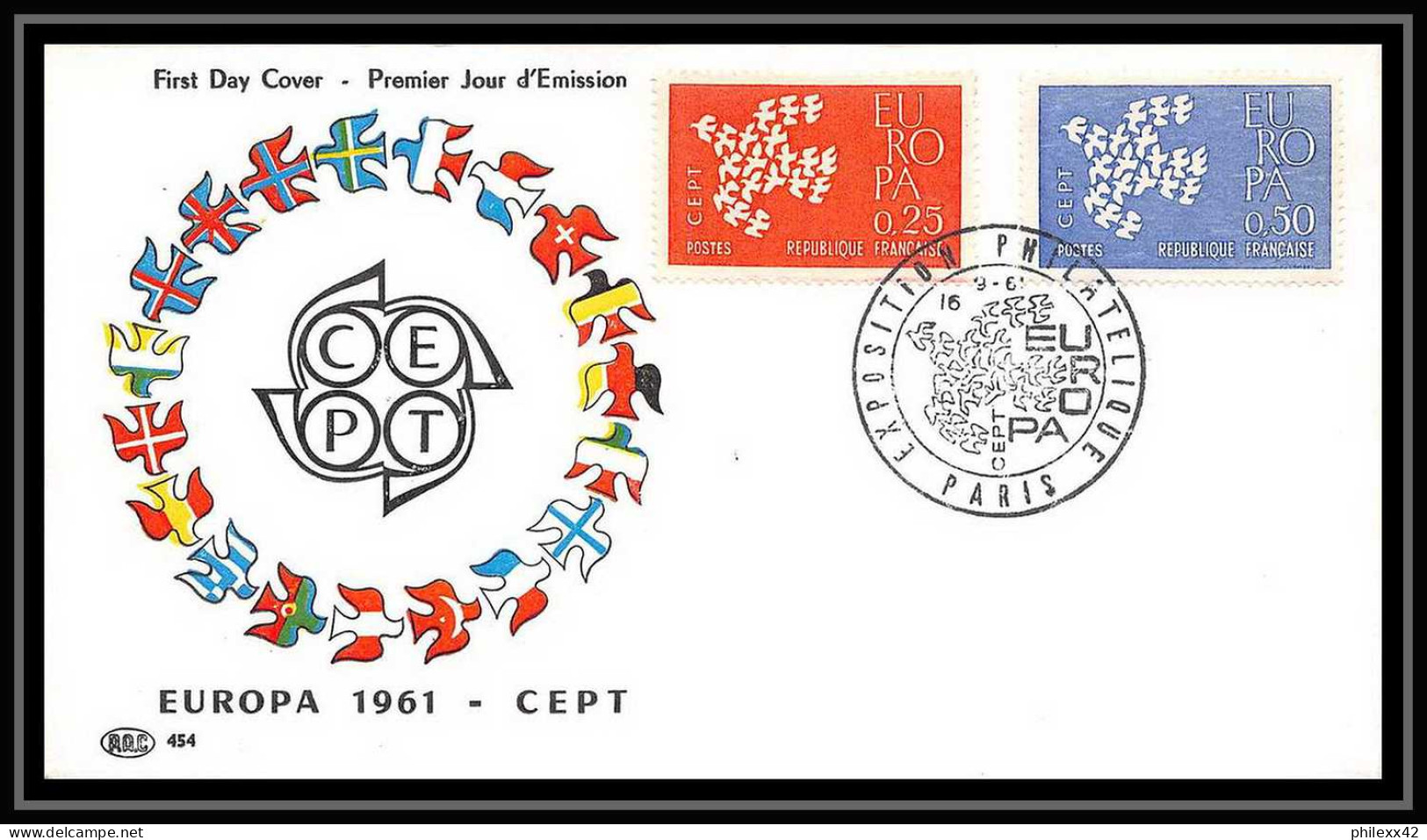 16886 - France Lettre Premier jour (fdc cover) N° 1309 /1310 17 lettres différentes collection rare europa 1961