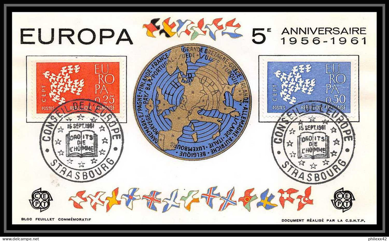 16886 - France Lettre Premier jour (fdc cover) N° 1309 /1310 17 lettres différentes collection rare europa 1961