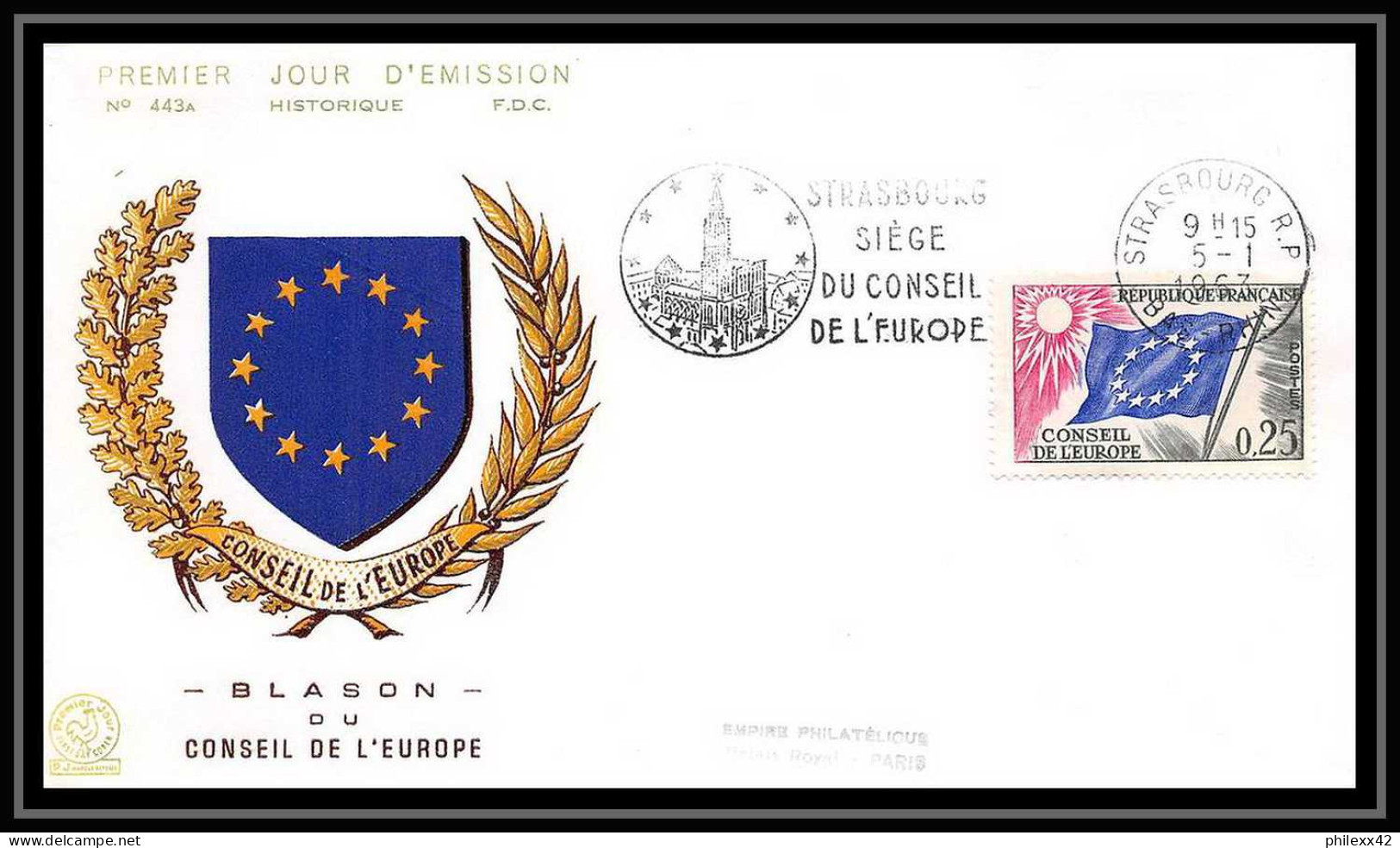 16903 France lot de 22 lettres Premier jour (fdc cover) N° 27/35 differentes service conseil de l'europe drapeau (flag)