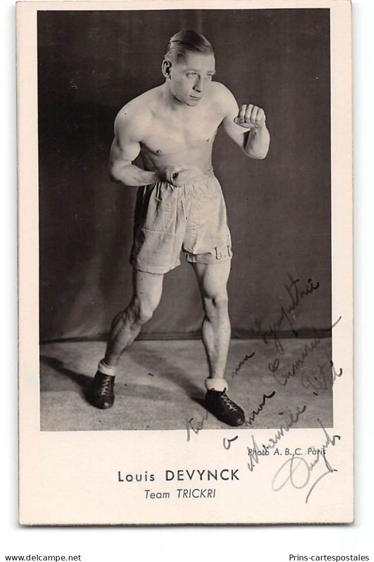 Photo Format Cpa Boxe Louis Devynck Avec Autographe - Boksen