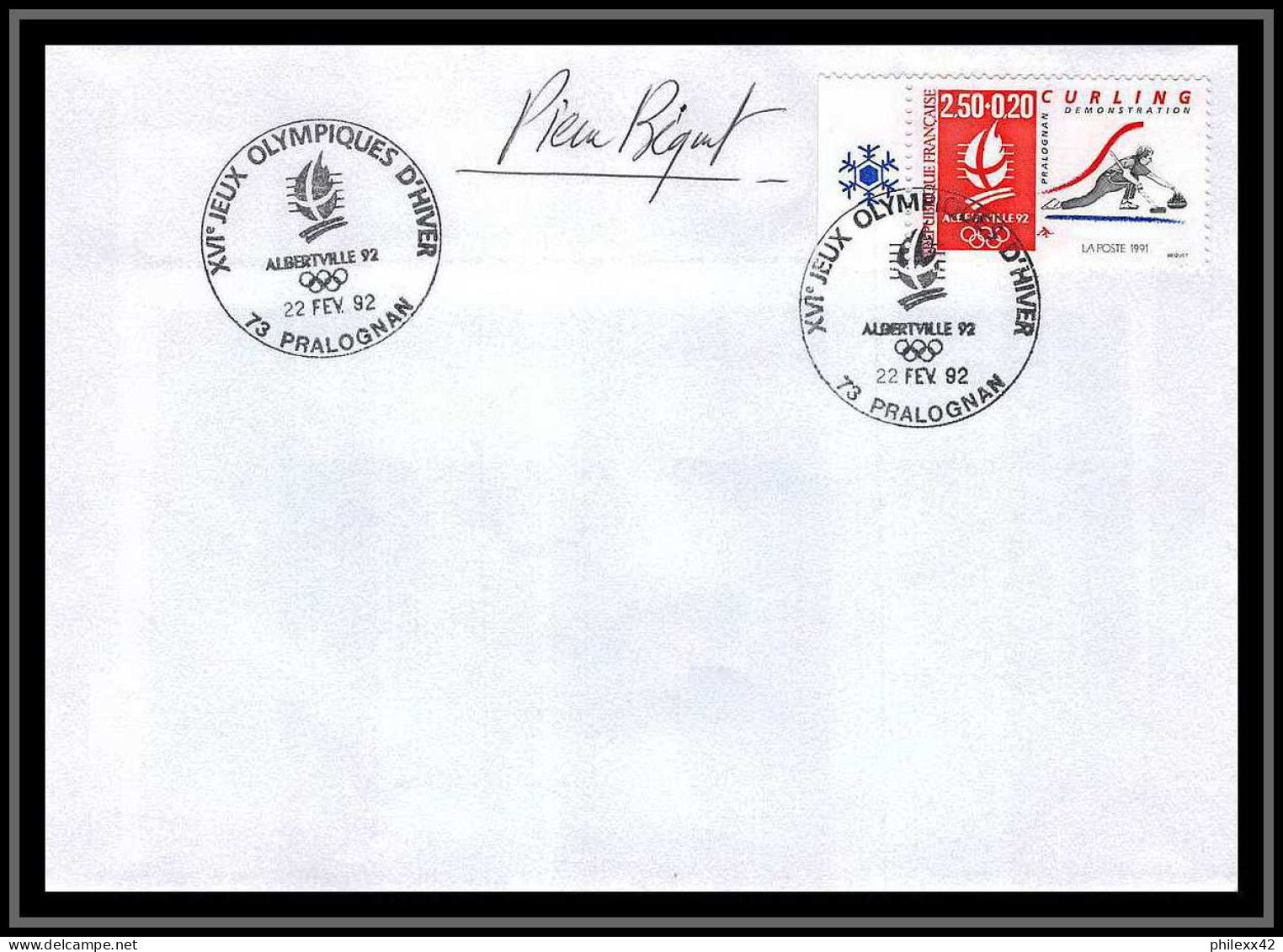 133 Lettre France Fdc (premier Jour) N°2680 Jeux Olympiques (olympic Games) Alberville 92 Signé Signed Autograph Béquet - Winter 1992: Albertville