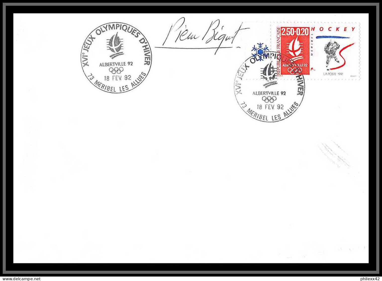 138 Lettre France Fdc (premier Jour) N°2677 Hockey Jeux Olympiques (olympic Games) Alberville 92 Signé Signed Béquet - Winter 1992: Albertville