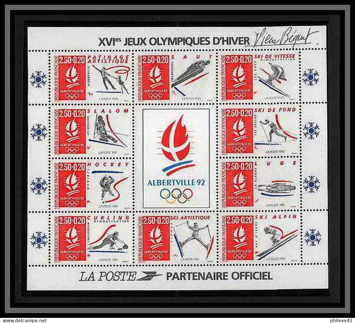 140 Bloc Neuf N°2737/2742 ** Jeux Olympiques (olympic Games) Alberville 92 Signé (signed) Béquet - Winter 1992: Albertville