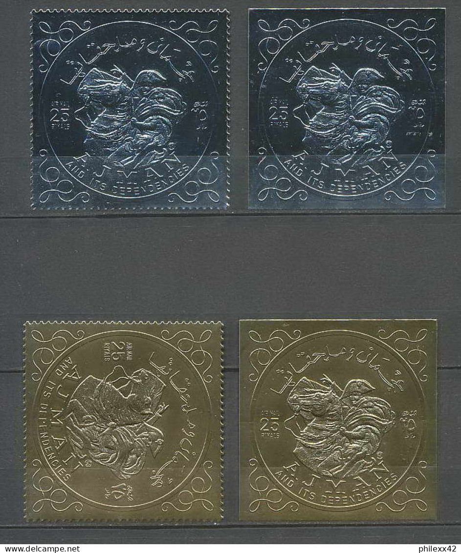 Napoléon Ier 093B - Ajman Série Complète 4 Argent (Silver) OR (gold Stamps) - Napoleón