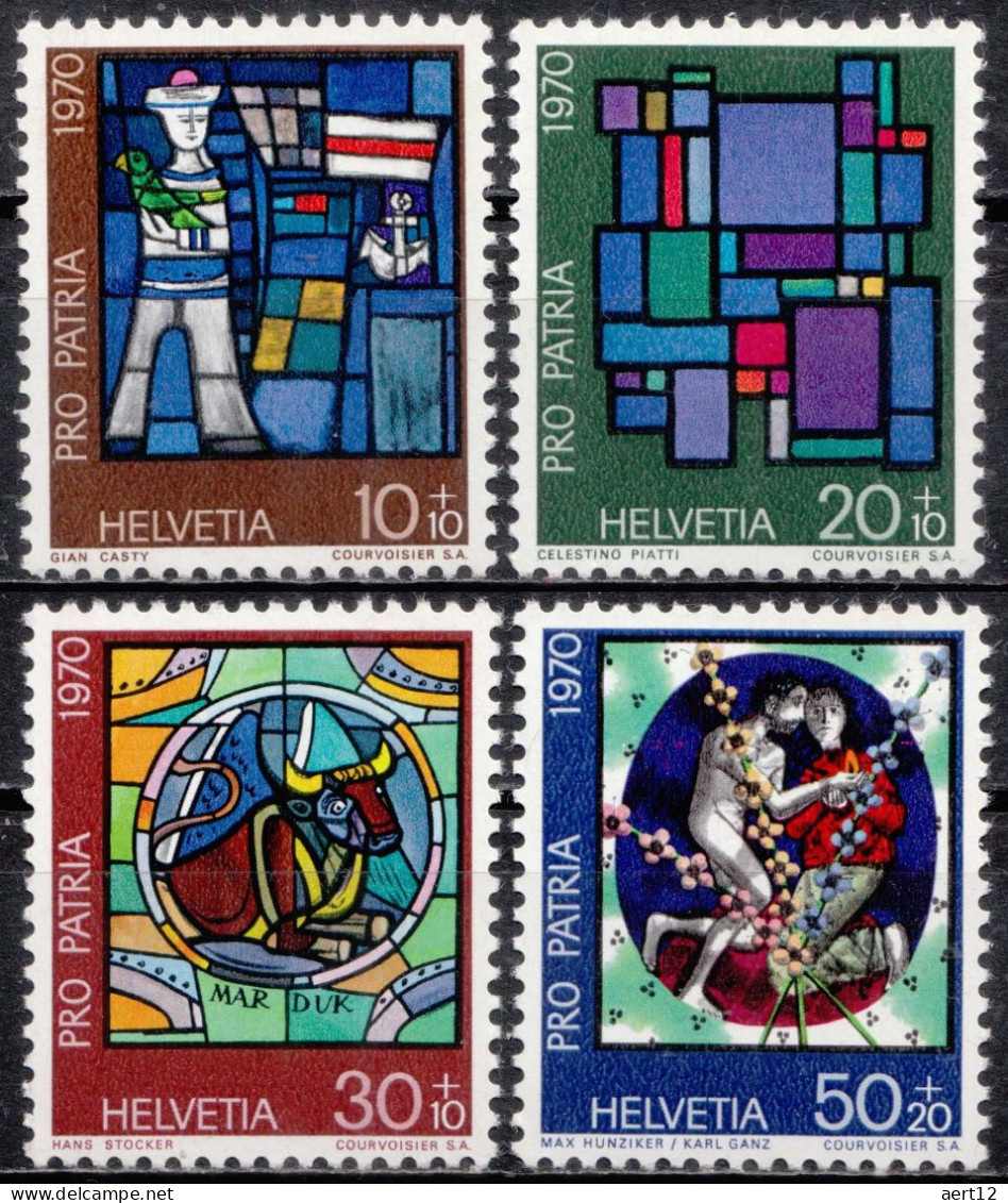1970, Switzerland, Pro Patria, Art, Stained-glass, MNH(**), Mi: 925-928 - Neufs