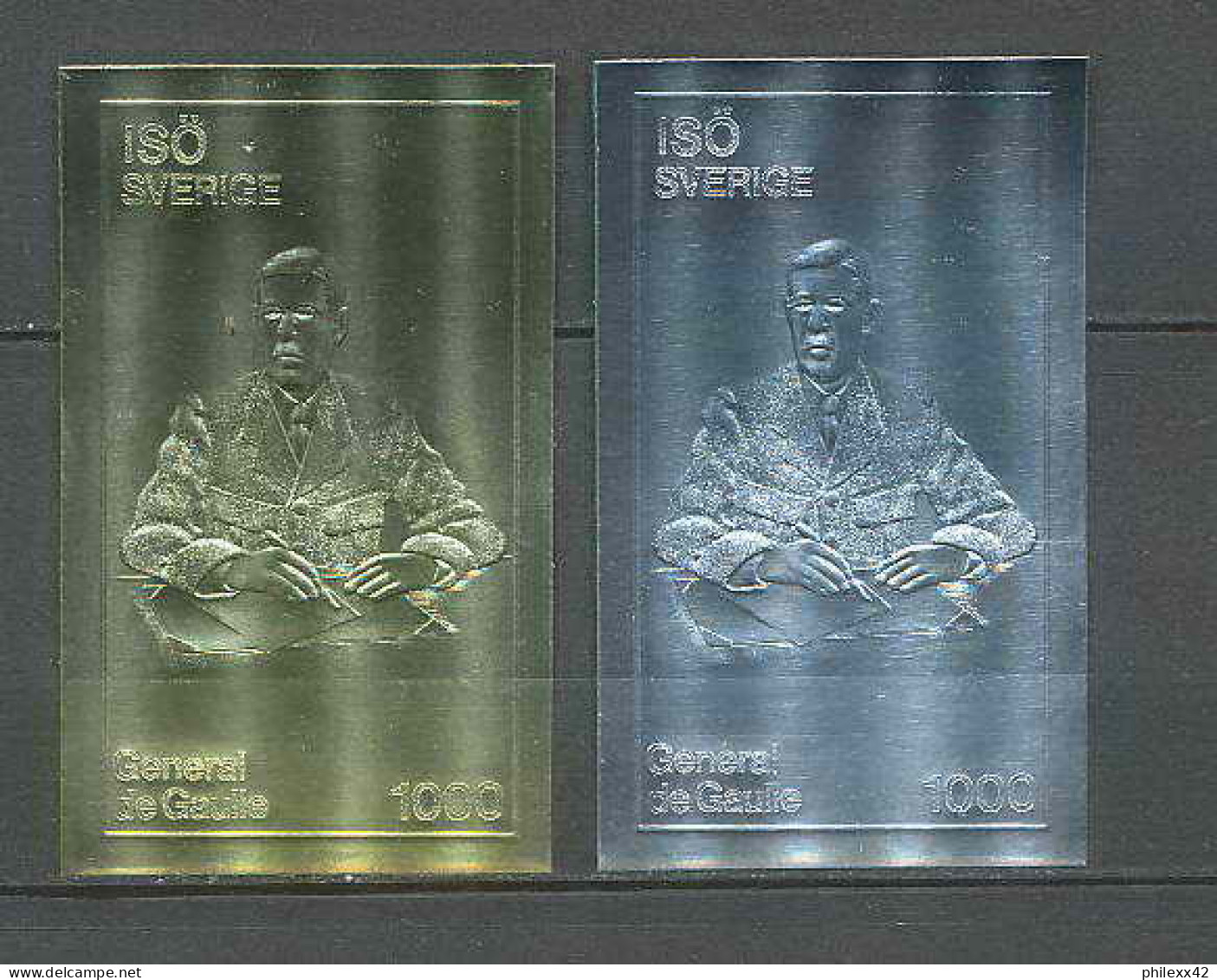 184b Charles De Gaulle Suède (Sweden) Argent (Silver) (Silver) OR (gold Stamps)  - Emisiones Locales