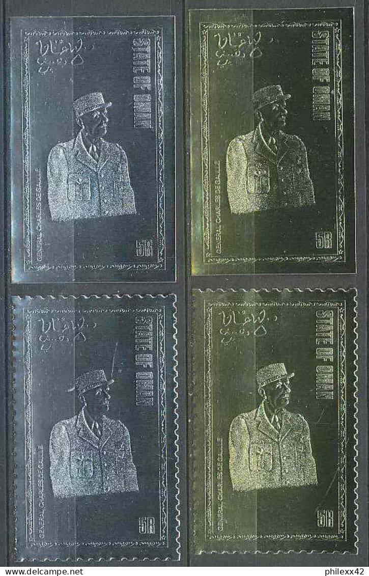 179 De Gaulle Emirats 4 TIMBRES Série Complète OR (gold Stamps) + ARGENT SILVER Non Dentelé Imperf ** MNH - Emissions Locales