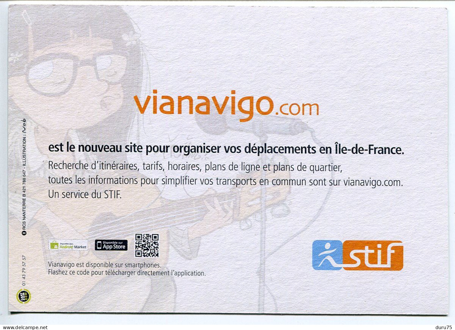 Carte Publicitaire 10 X 15 * VIANAVIGO Ile De France * N'est Pas La Nouvelle Chanteuse Folk à La Mode - Illustrateur - Métro