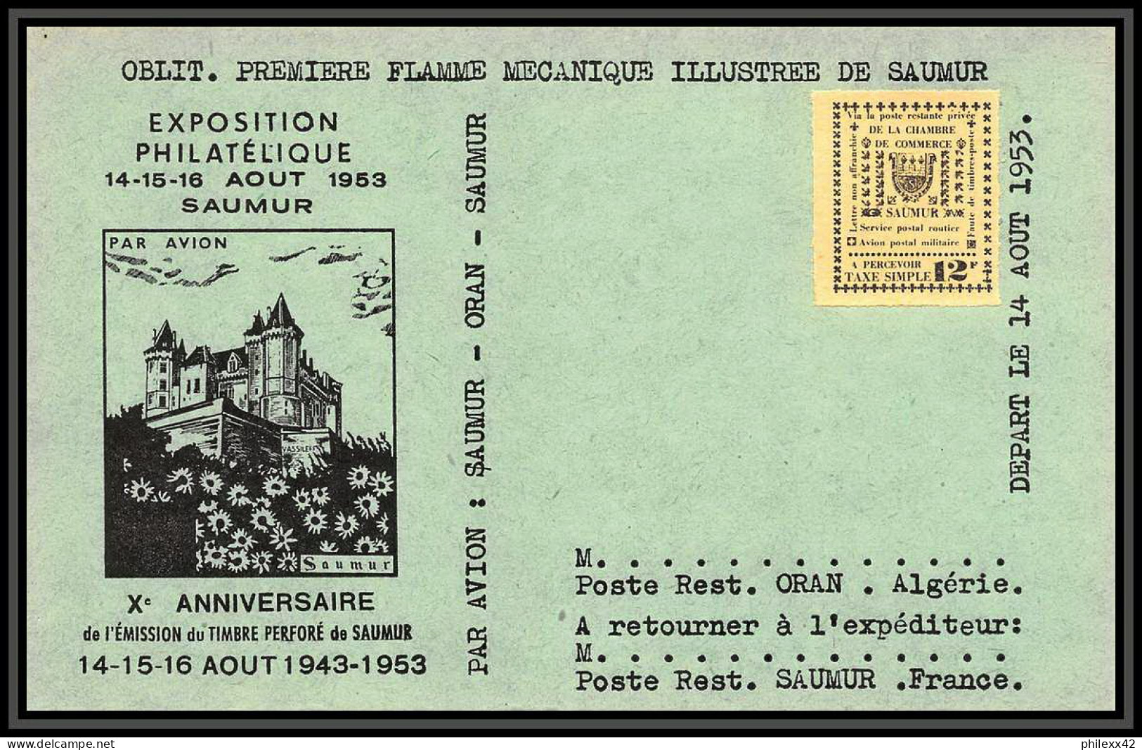 85555/ Discount Maury N°5 Grève De Saumur 1953 Jaune Sur Carte - Altri & Non Classificati