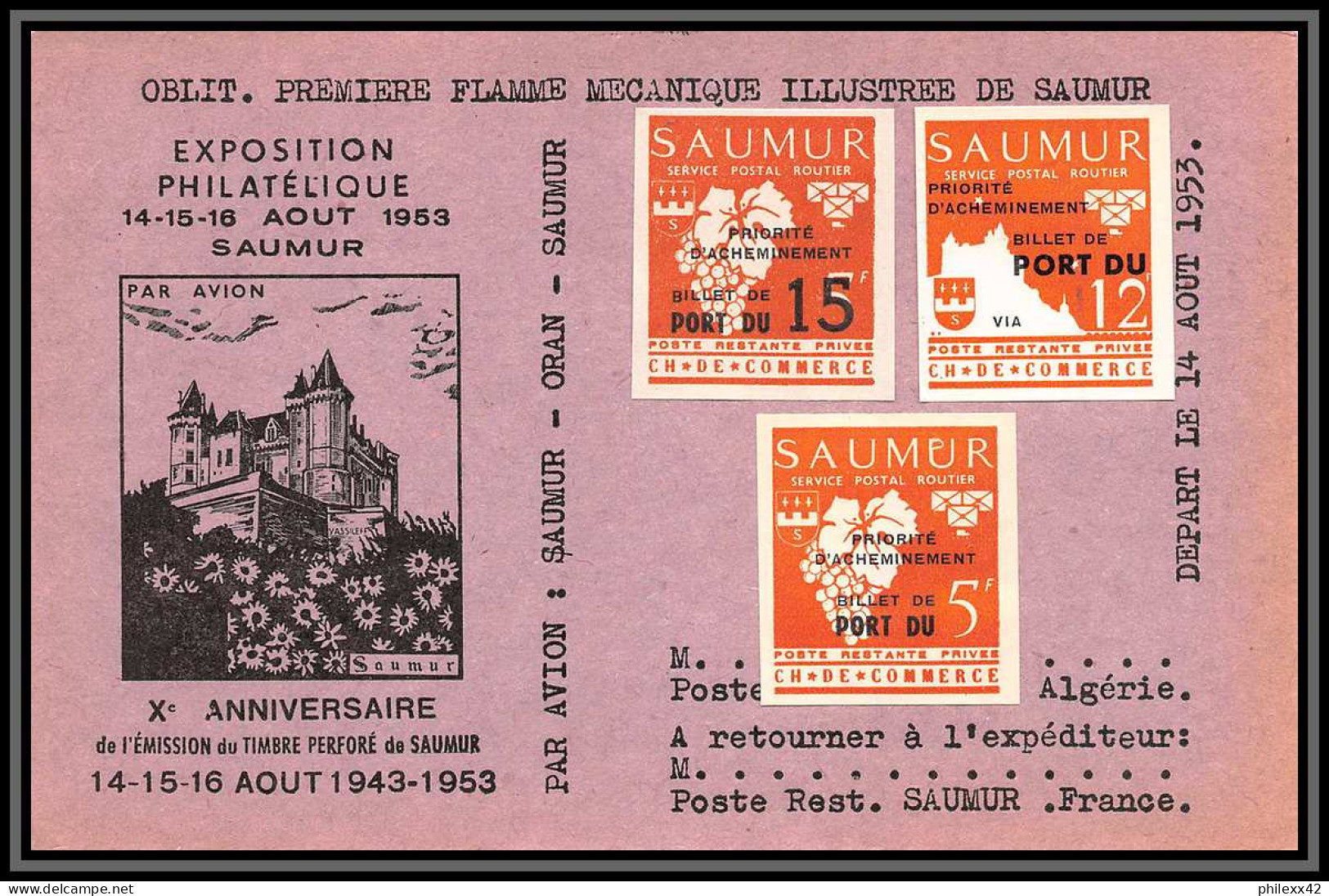 85543/ Discount Chambre De Commerce Grève De Saumur 1953 Les 3 Valeurs Sur Carte RR - Otros & Sin Clasificación