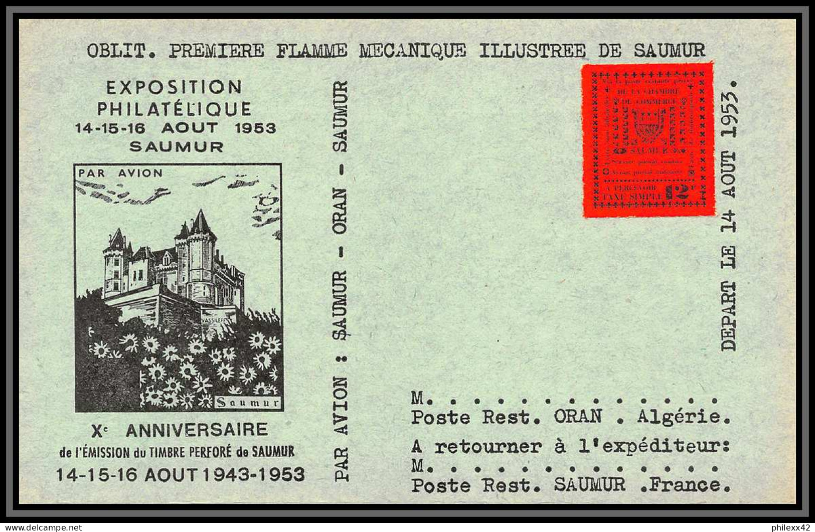 85564/ Maury N°5 Grève De Saumur 1953 Rouge Sur Carte - Autres & Non Classés