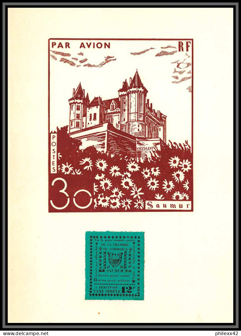 85584/ Maury N°4/6 Grève De Saumur 1953 Vert Foncé Sur 3 Cartes Anniversaire Chateau Castle RR - Altri & Non Classificati