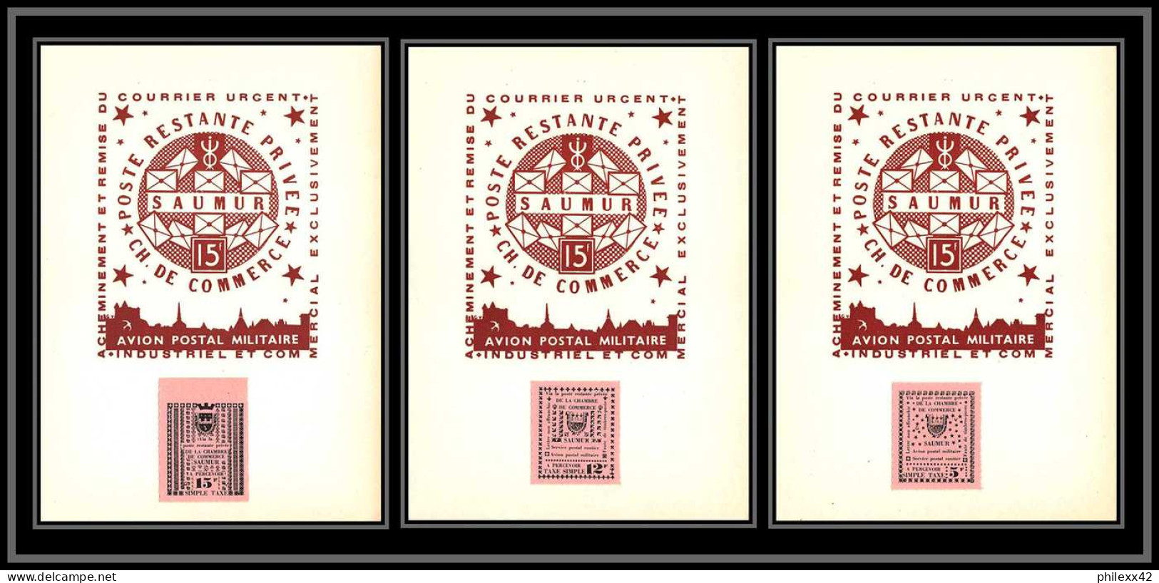85600/ Maury N°4/6 Grève De Saumur 1953 Rose Sur 3 Cartes Anniversaire Chambre De Commerce - Sonstige & Ohne Zuordnung