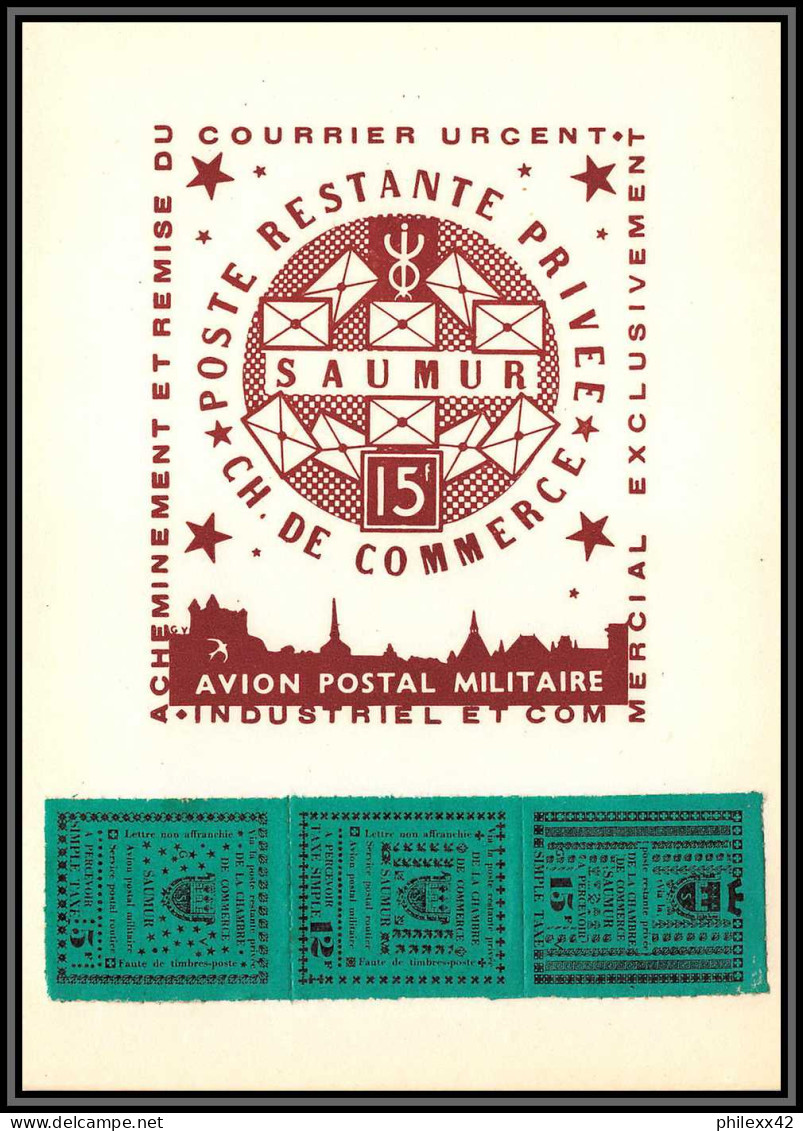 85621/ Maury N°4/6 Grève De Saumur 1953 Bande Vert Foncé Sur Carte Avion Postal Militaire - Autres & Non Classés