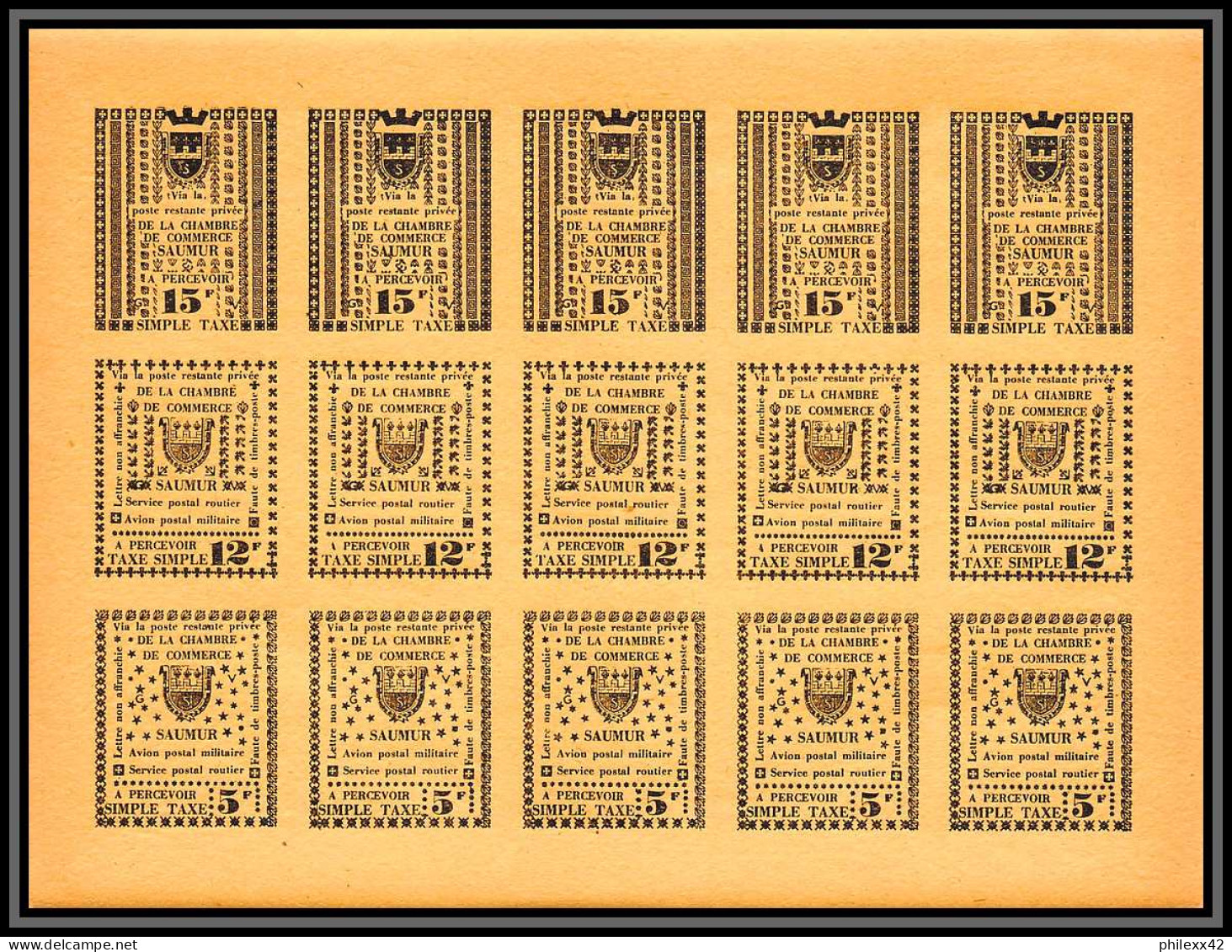 85491/ Maury N°4/6 Grève De Saumur 1953 Jaune Non Dentelé ** MNH (Imperforate) Cote 375 Euros Feuille Complete (sheet)  - Other & Unclassified