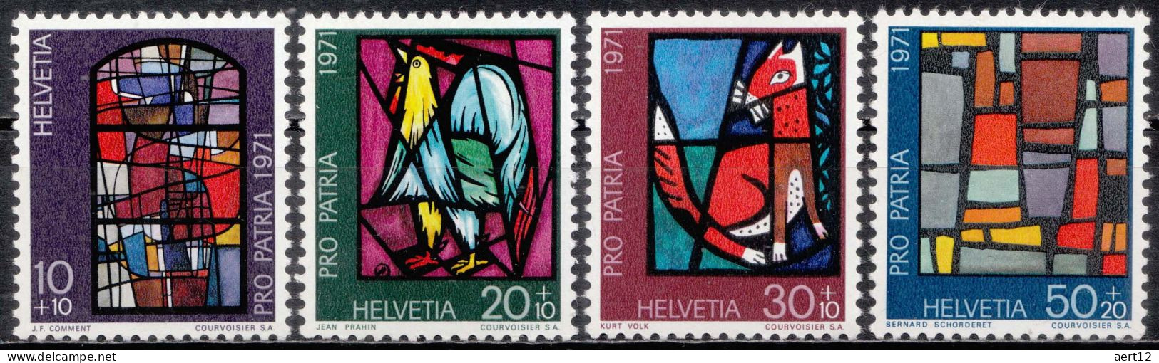 1971, Switzerland, Pro Patria, Stained-glass, Art, MNH(**), Mi: 949-952 - Neufs
