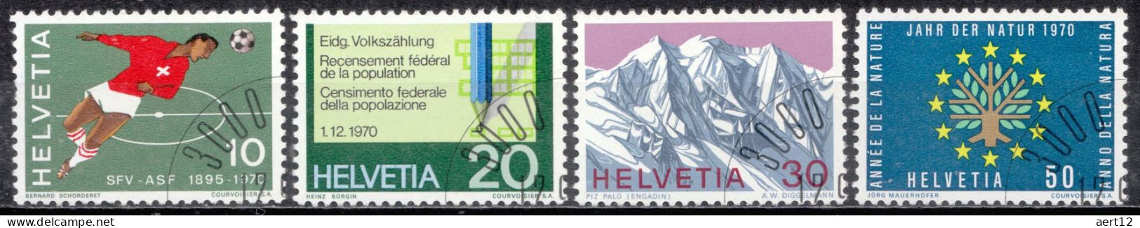 1970, Switzerland, Publicity And Swiss, Football, Soccer, Census , Mountains, Environment Protection, Mi: 929-932 - Neufs