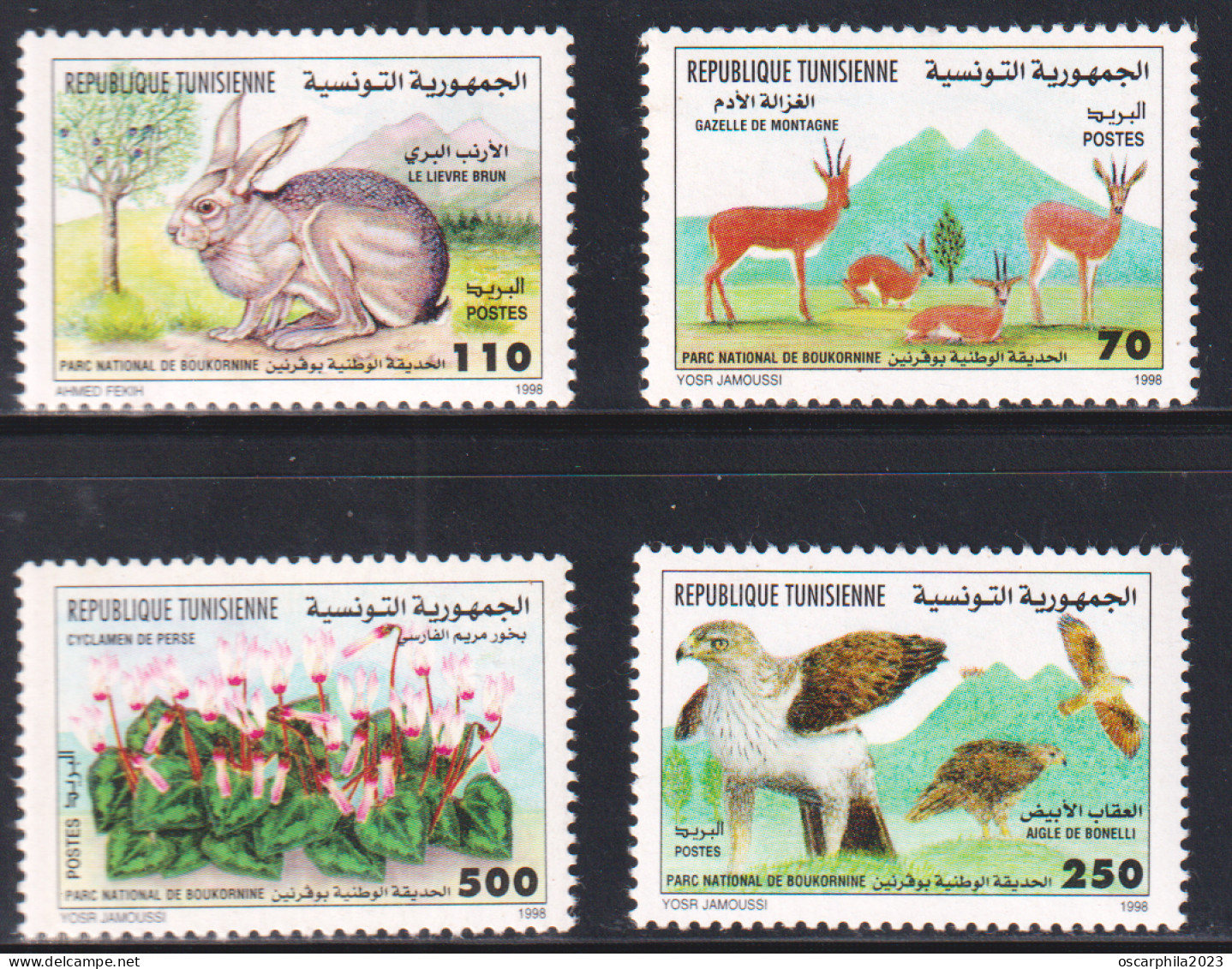 1998-Tunisie-1350-1353- Journée Mondiale De La Diversité Biologique: Parc National Boukornine- 4V- MNH***** - Rabbits