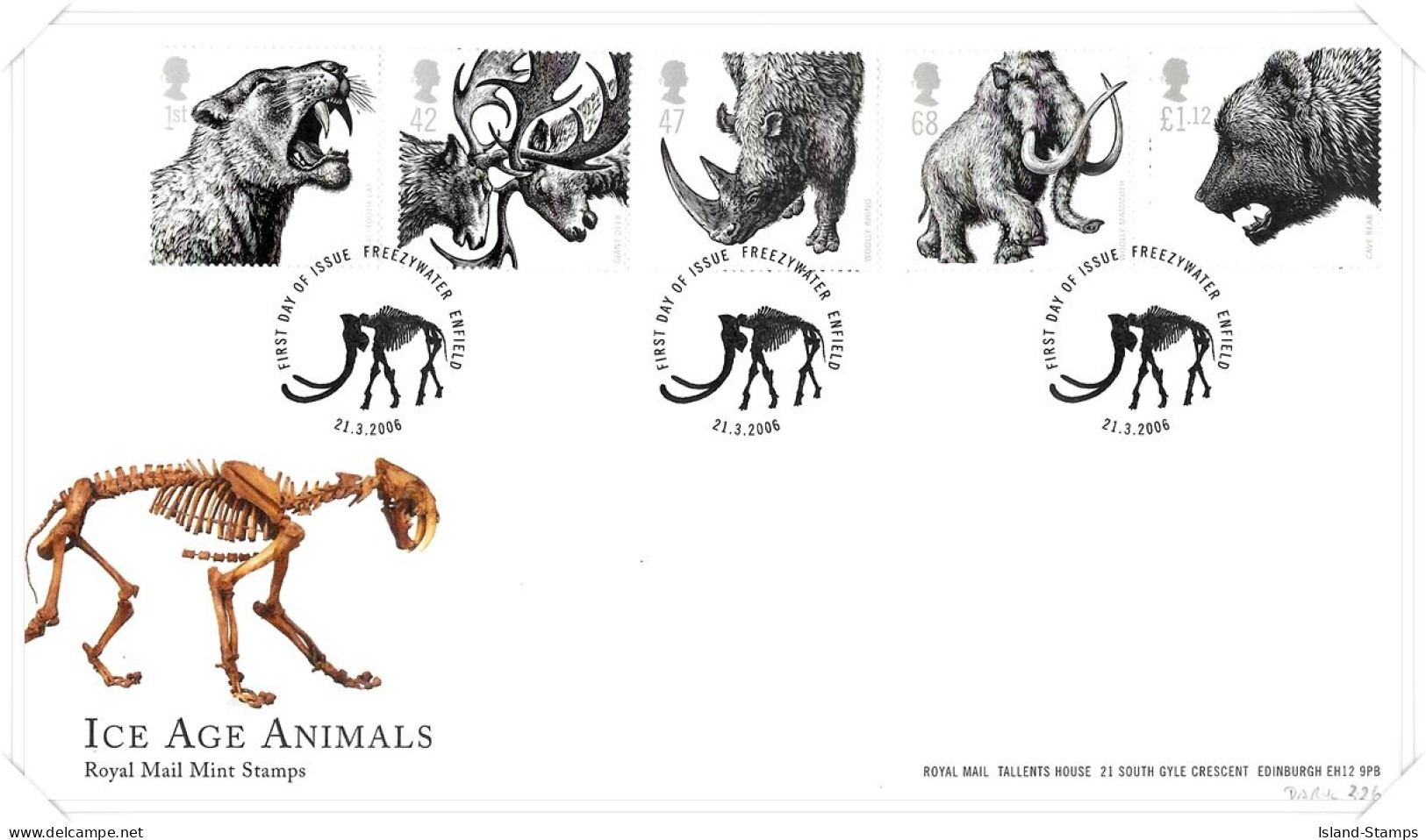 2006 GB FDC - Ice Age Animals Unaddressed TT - 2001-10 Ediciones Decimales