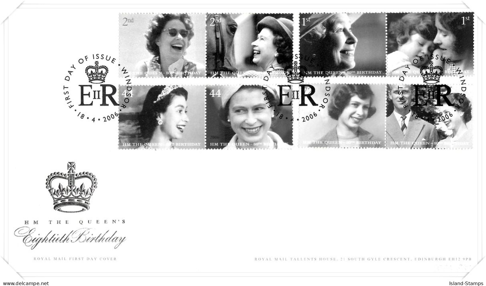 2006 GB FDC - Queen Eightieth Birthday Unaddressed TT - 2001-2010 Decimal Issues