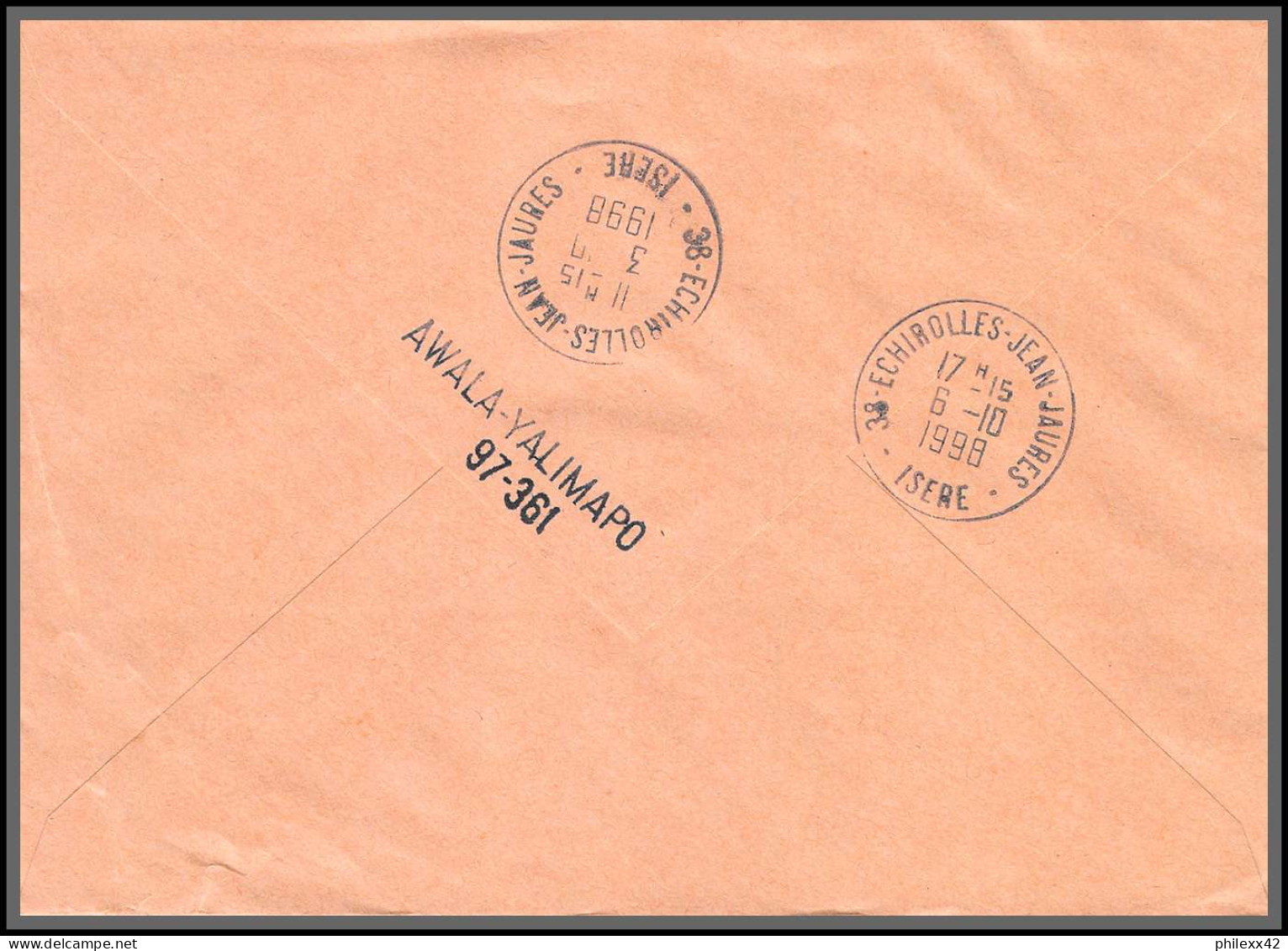 74460 Mixte Briat Luquet Mayotte St Pierre 26/9/1998 Awala-Yalimapo Griffe Guyane Echirolles Isère Lettre Cover Colonies - 1997-2004 Marianne Of July 14th