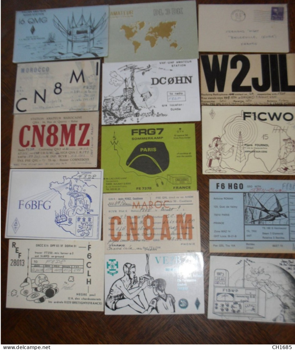 Lot De 61 Cartes QSL Radio-amateur De 20 Pays Différents . Voir Description . Scans Recto Verso - Autres & Non Classés